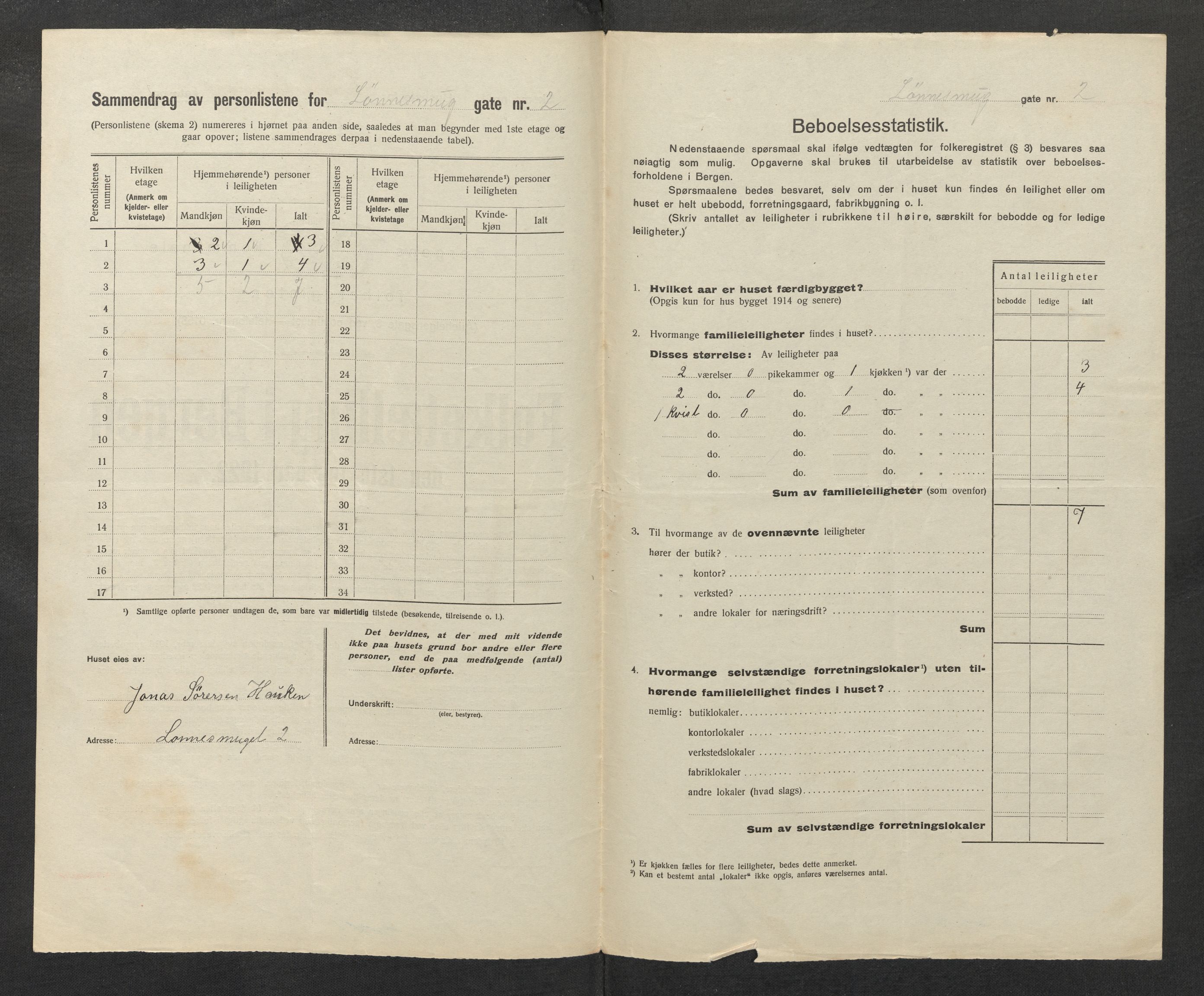 SAB, Municipal Census 1922 for Bergen, 1922, p. 23297