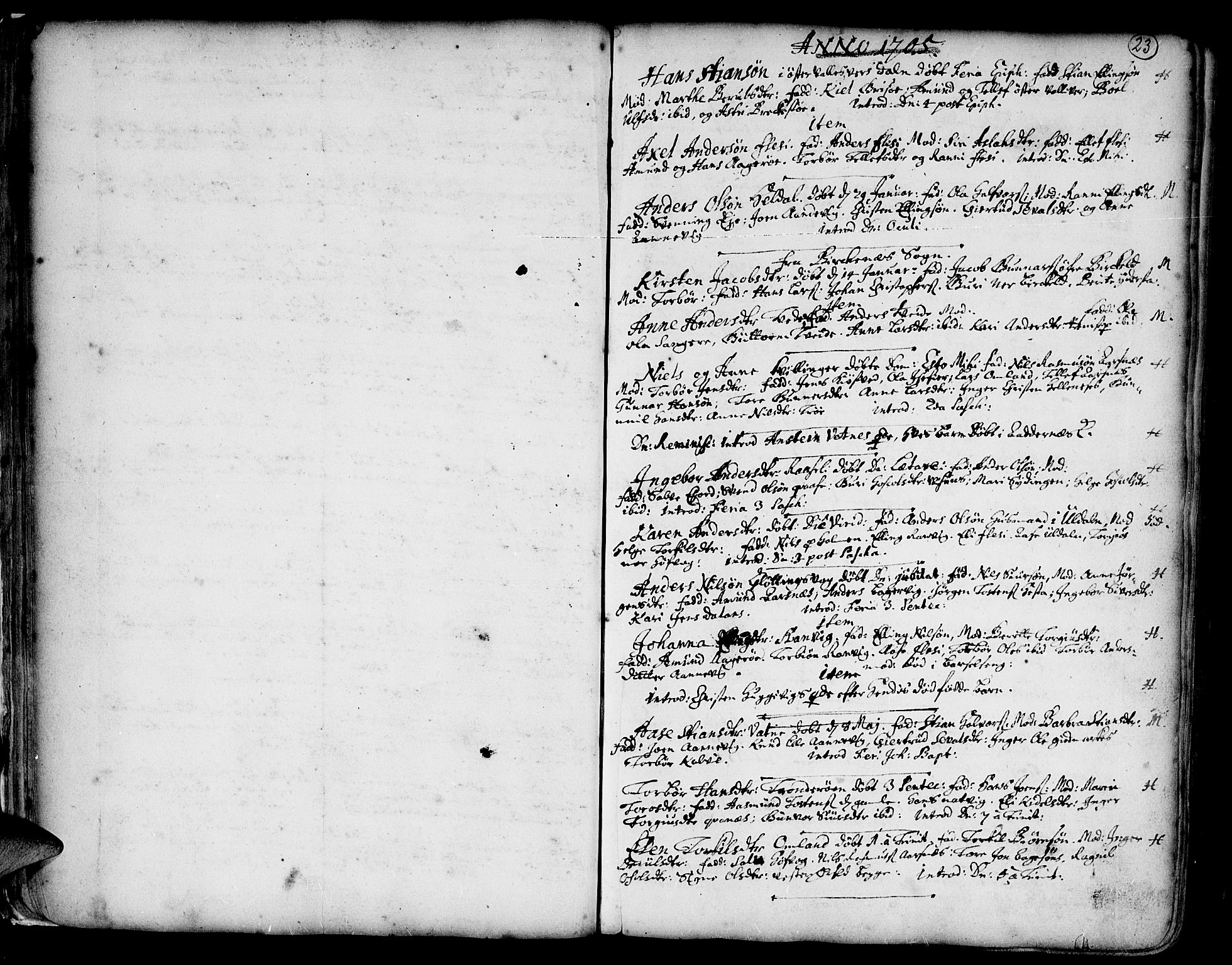 Vestre Moland sokneprestkontor, AV/SAK-1111-0046/F/Fa/Fab/L0001: Parish register (official) no. A 1, 1687-1760, p. 23