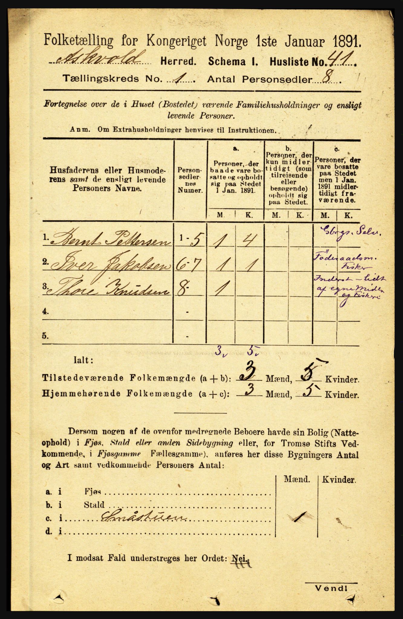 RA, 1891 census for 1428 Askvoll, 1891, p. 67