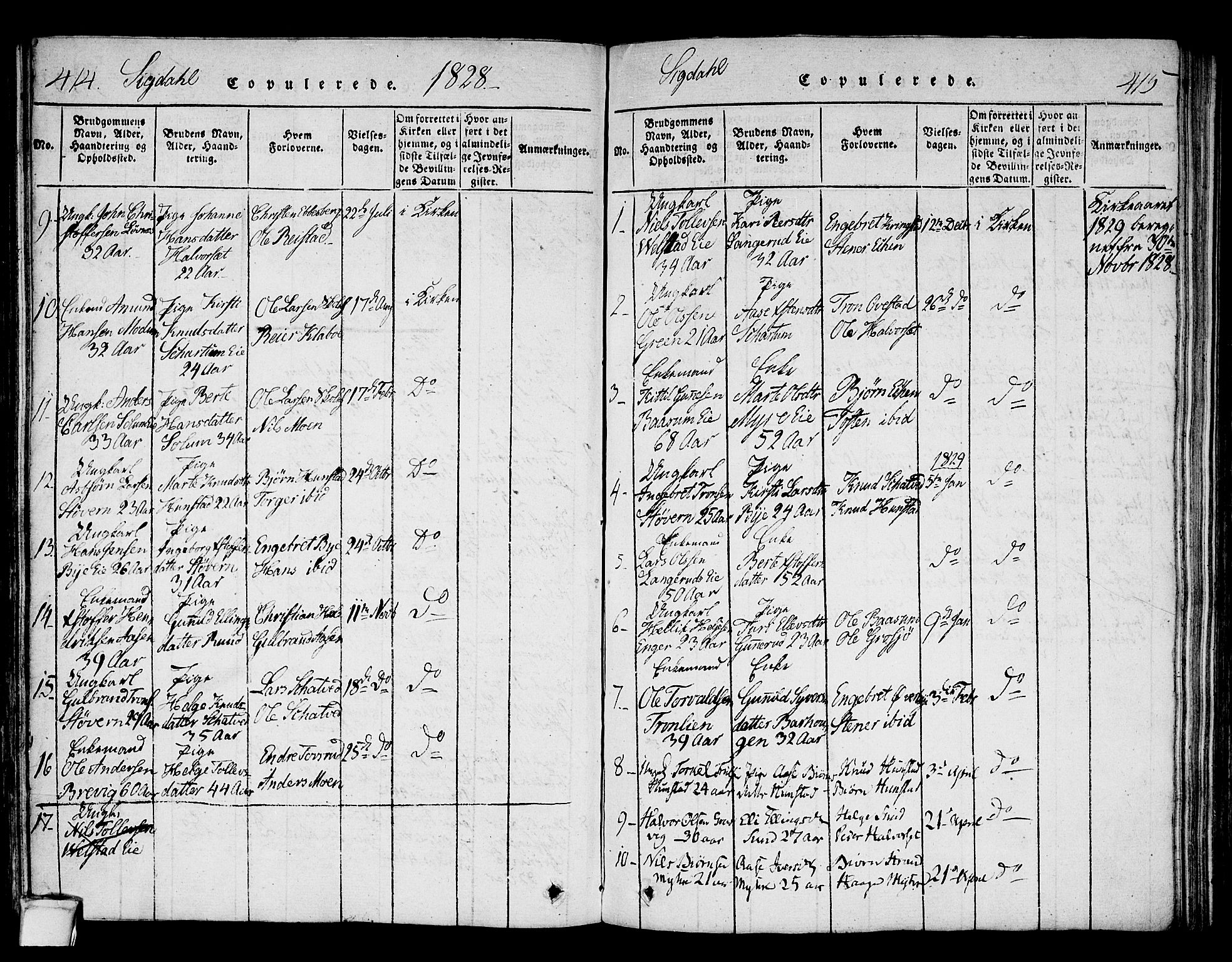 Sigdal kirkebøker, SAKO/A-245/F/Fa/L0005: Parish register (official) no. I 5 /1, 1815-1829, p. 414-415