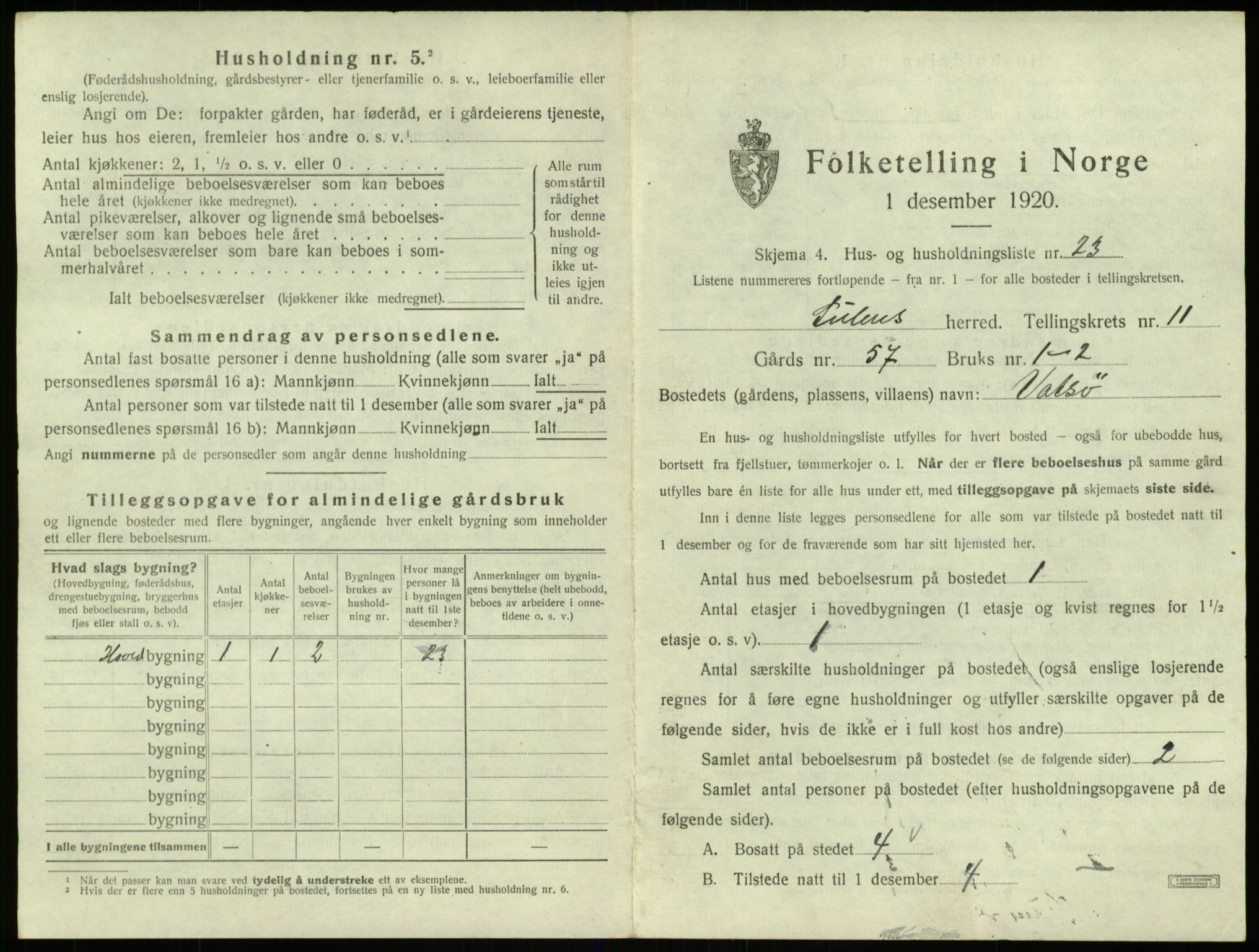 SAB, 1920 census for Solund, 1920, p. 607