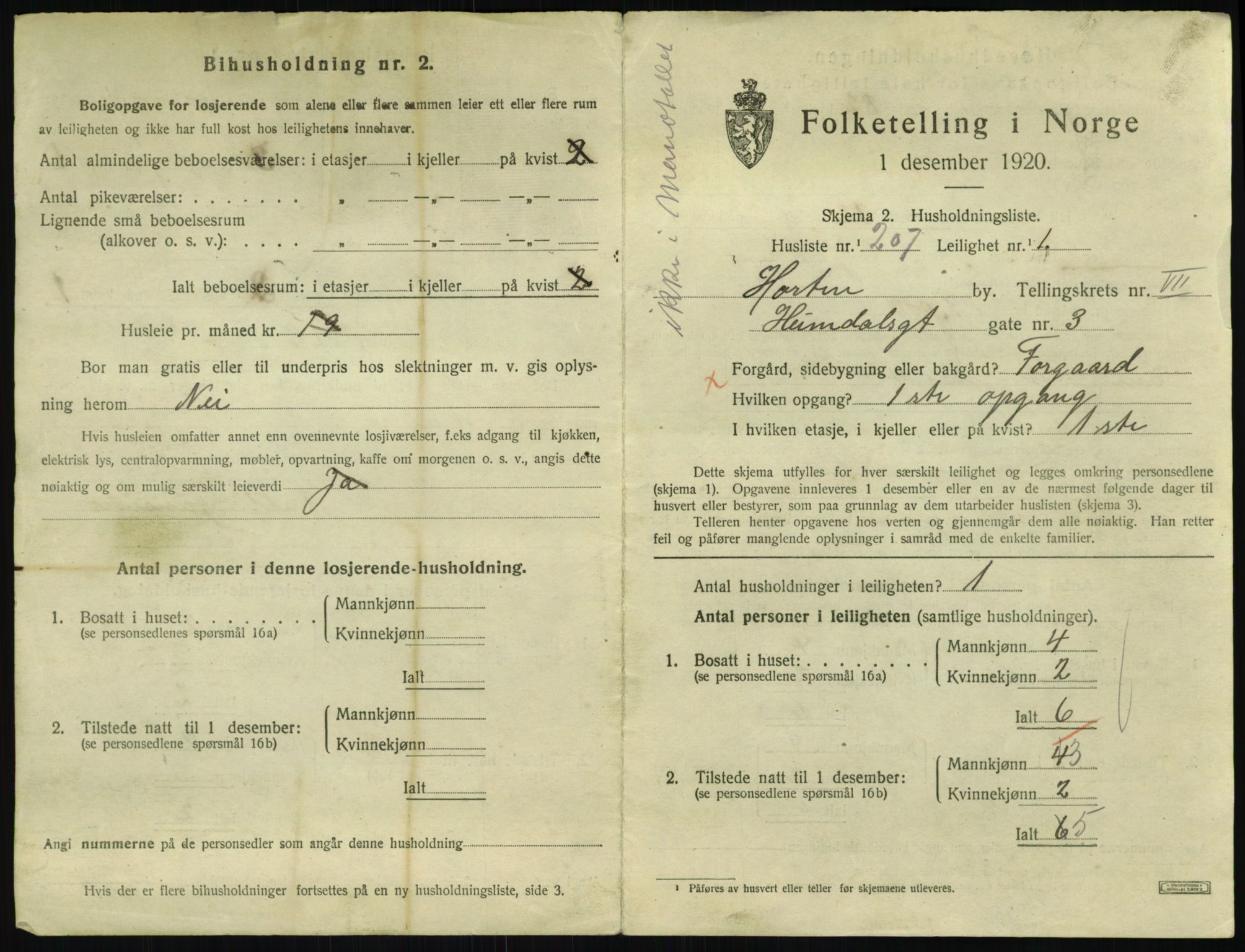 SAKO, 1920 census for Horten, 1920, p. 7969