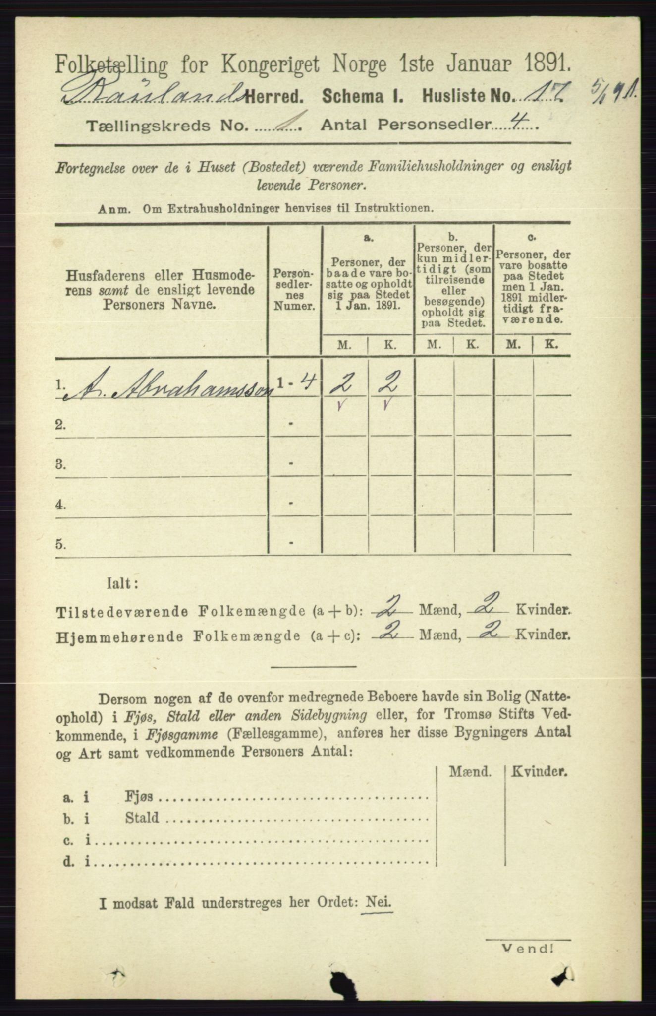 RA, 1891 census for 0835 Rauland, 1891, p. 31