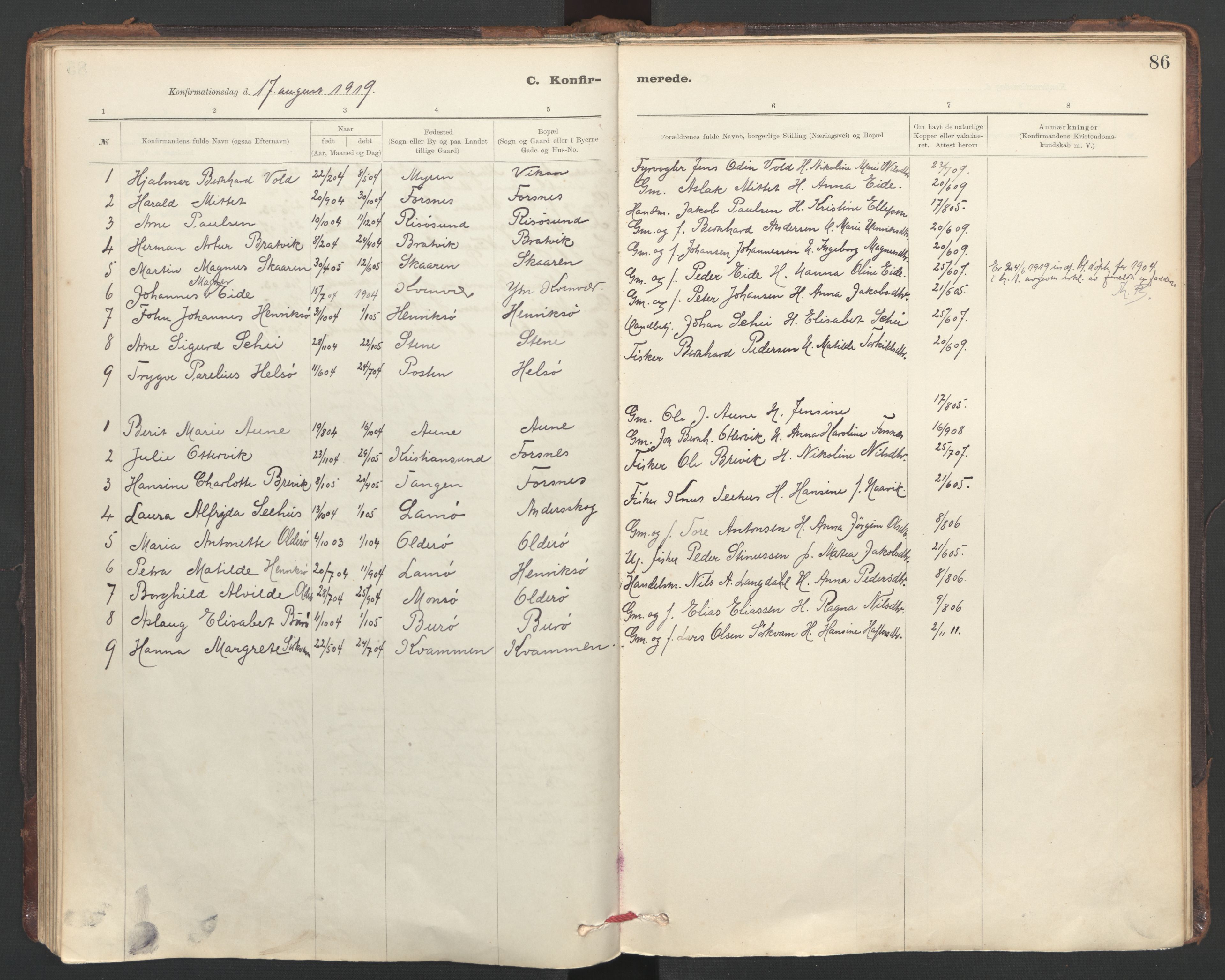 Ministerialprotokoller, klokkerbøker og fødselsregistre - Sør-Trøndelag, SAT/A-1456/635/L0552: Parish register (official) no. 635A02, 1899-1919, p. 86
