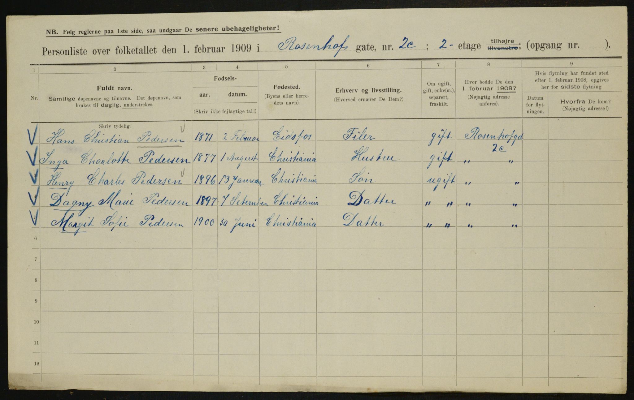 OBA, Municipal Census 1909 for Kristiania, 1909, p. 75884