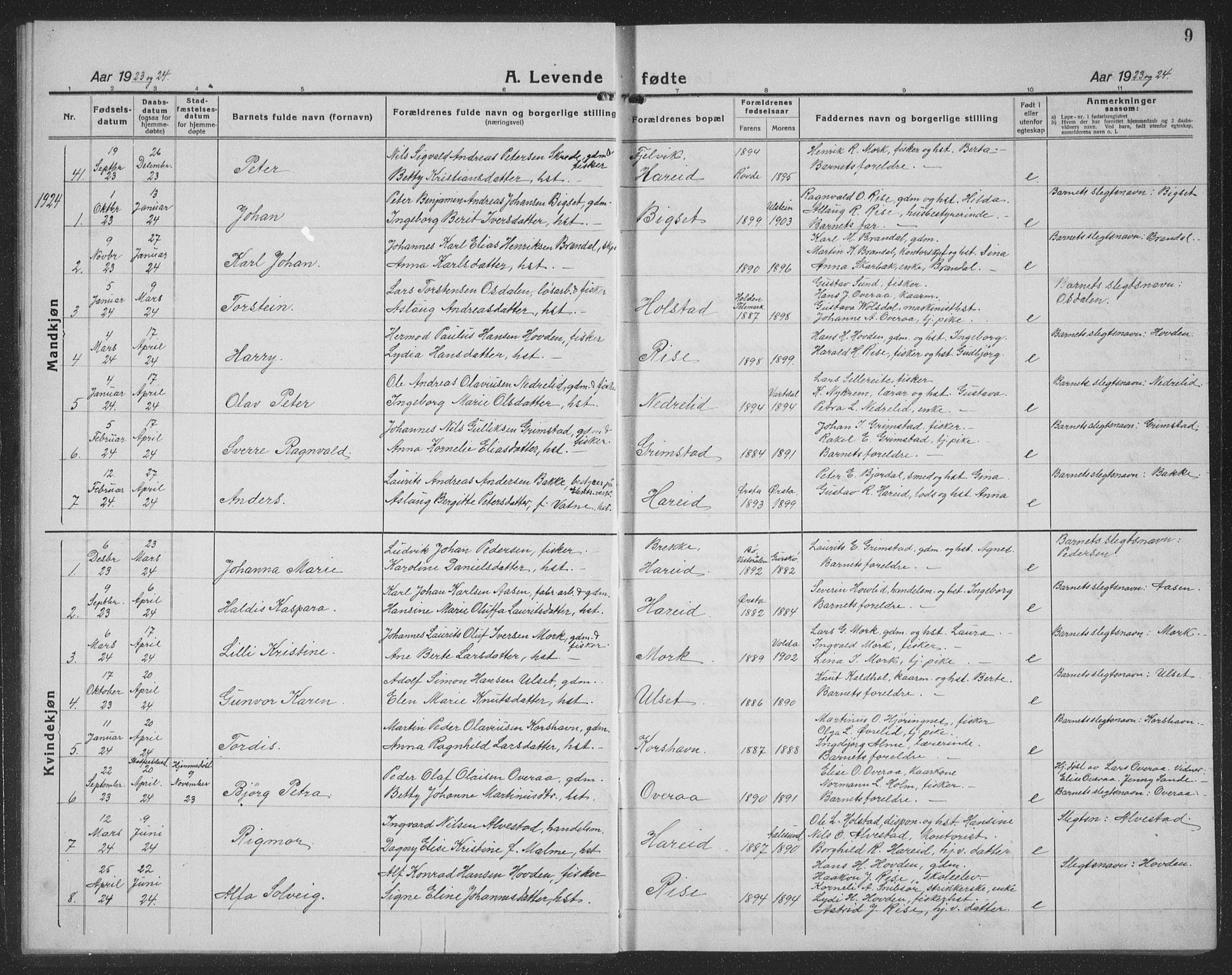 Ministerialprotokoller, klokkerbøker og fødselsregistre - Møre og Romsdal, AV/SAT-A-1454/510/L0127: Parish register (copy) no. 510C04, 1923-1939, p. 9