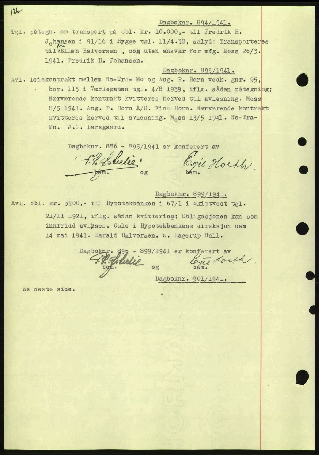 Moss sorenskriveri, SAO/A-10168: Mortgage book no. B10, 1940-1941, Diary no: : 894/1941