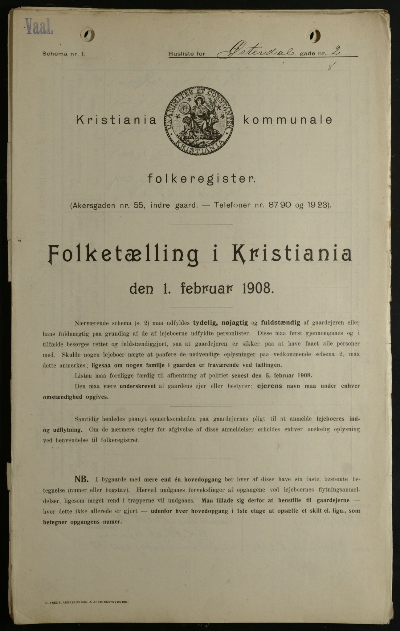 OBA, Municipal Census 1908 for Kristiania, 1908, p. 115752