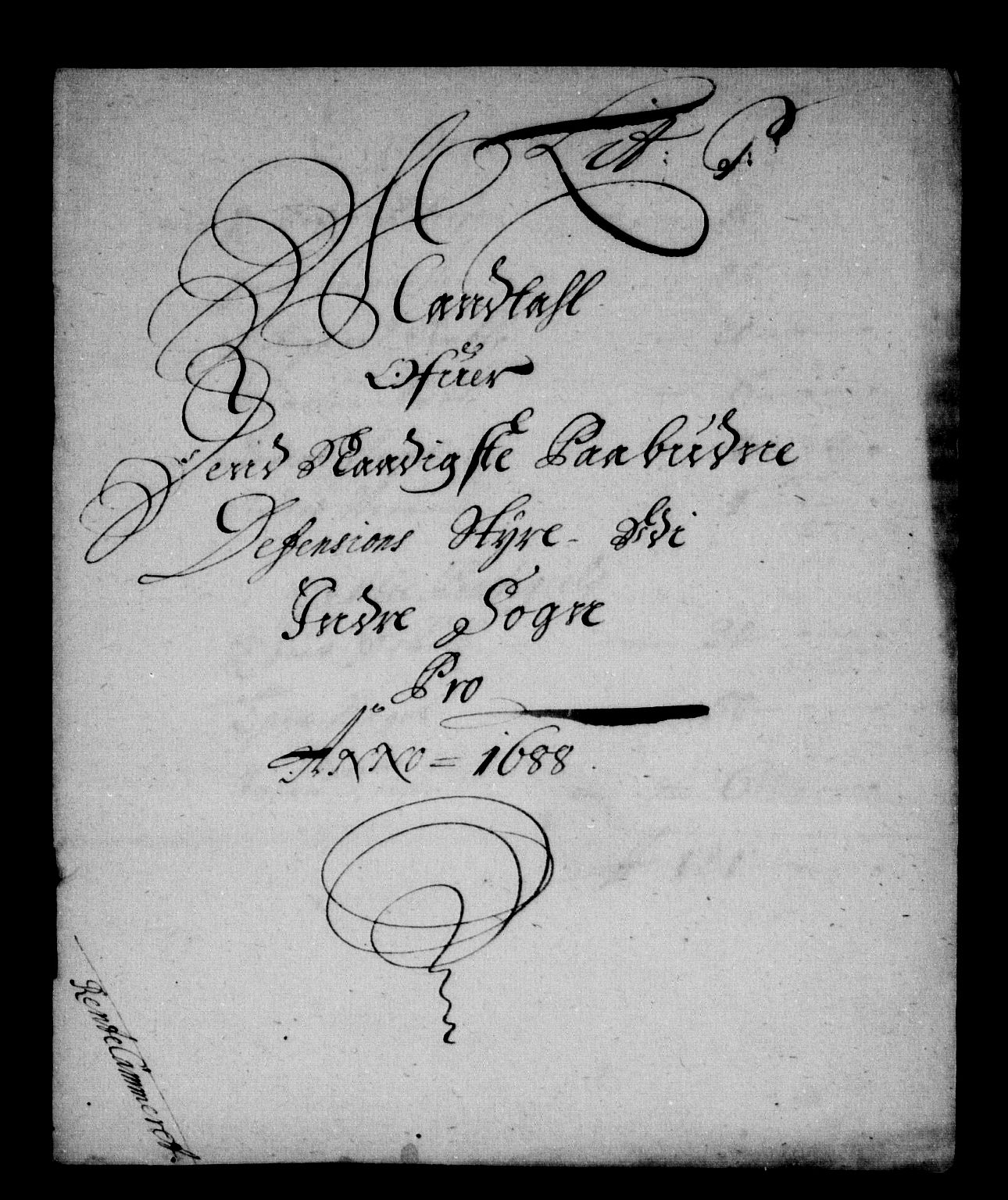 Rentekammeret inntil 1814, Reviderte regnskaper, Stiftamtstueregnskaper, Bergen stiftamt, AV/RA-EA-6043/R/Rc/L0088: Bergen stiftamt, 1688
