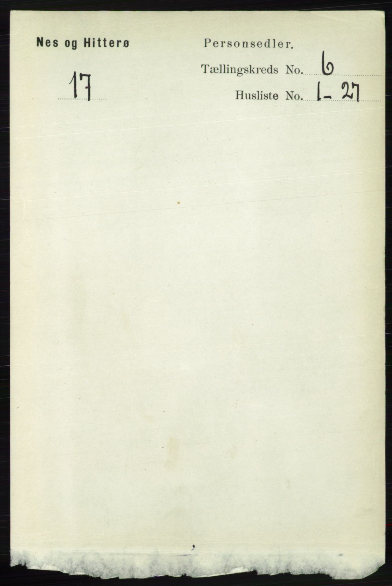 RA, 1891 census for 1043 Hidra og Nes, 1891, p. 2245