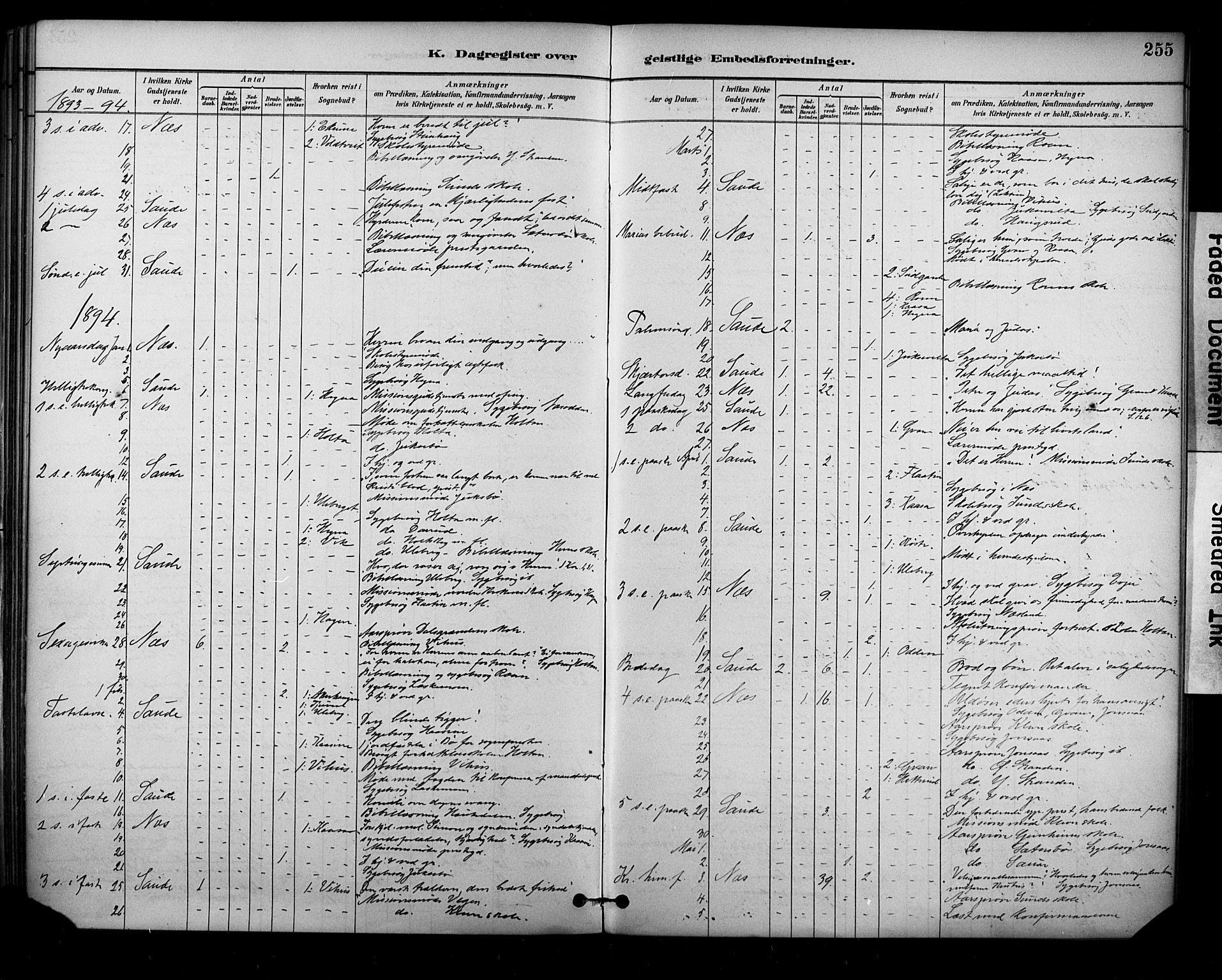 Sauherad kirkebøker, SAKO/A-298/F/Fa/L0009: Parish register (official) no. I 9, 1887-1912, p. 255