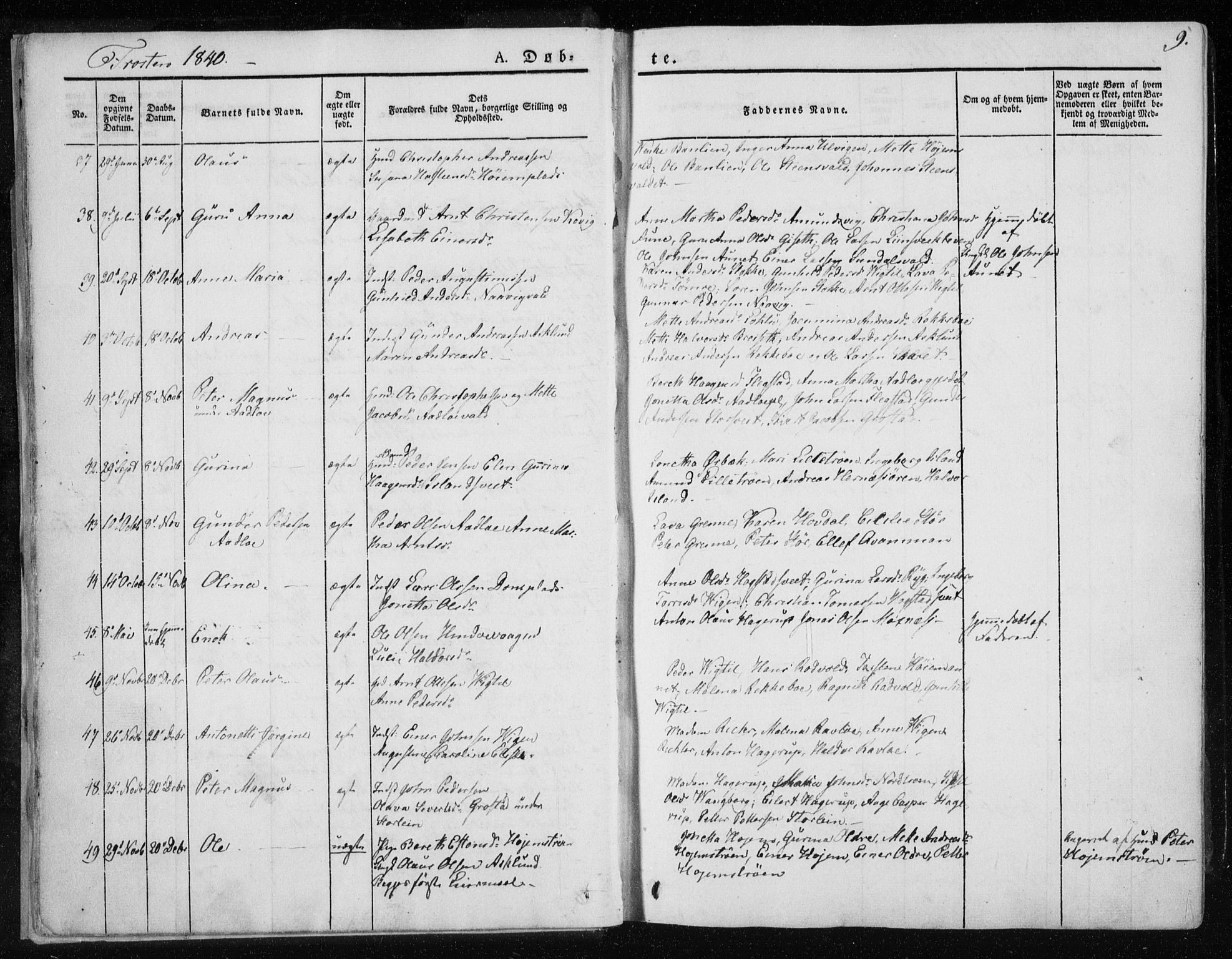 Ministerialprotokoller, klokkerbøker og fødselsregistre - Nord-Trøndelag, SAT/A-1458/713/L0115: Parish register (official) no. 713A06, 1838-1851, p. 9