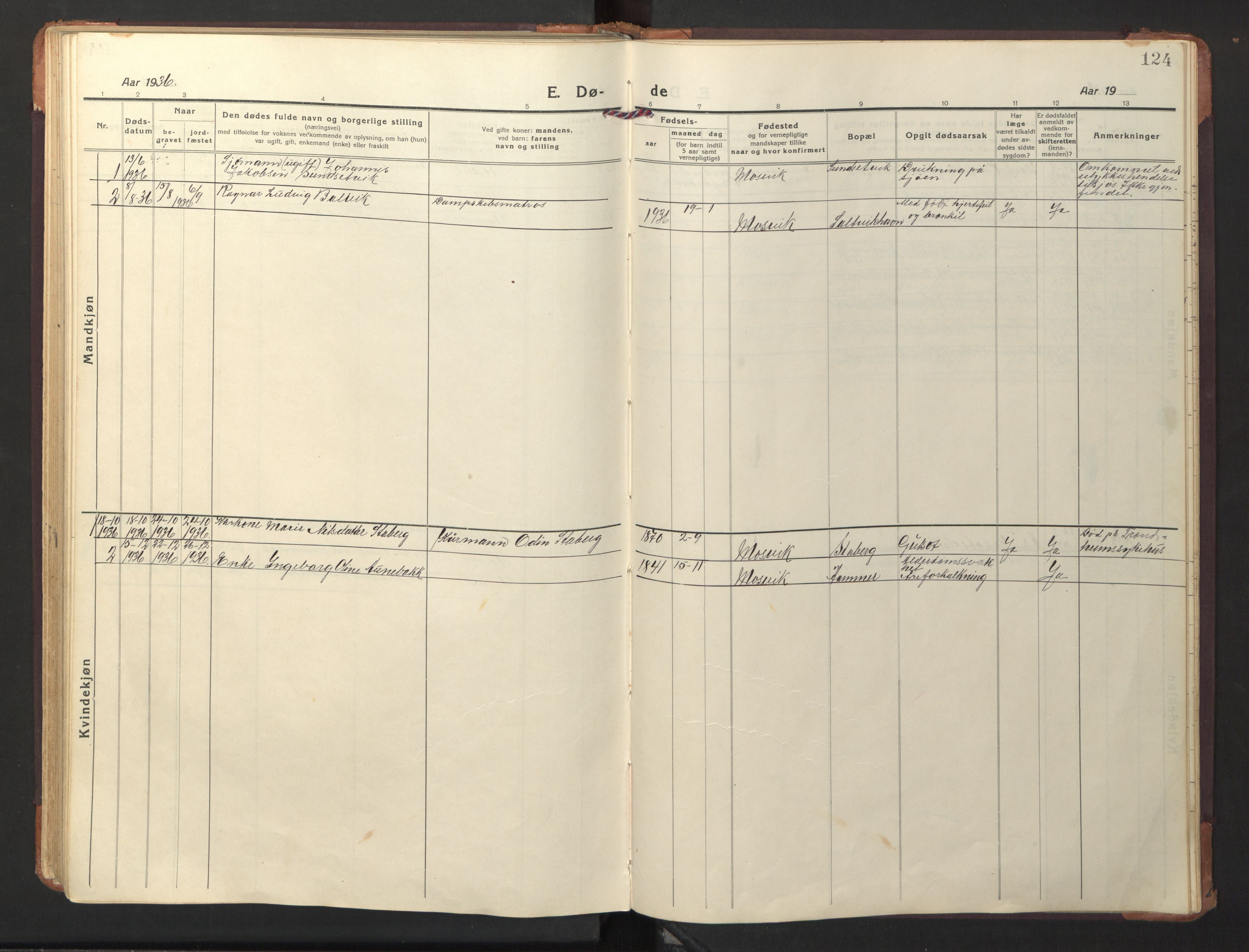 Ministerialprotokoller, klokkerbøker og fødselsregistre - Nord-Trøndelag, SAT/A-1458/733/L0328: Parish register (copy) no. 733C03, 1919-1966, p. 124