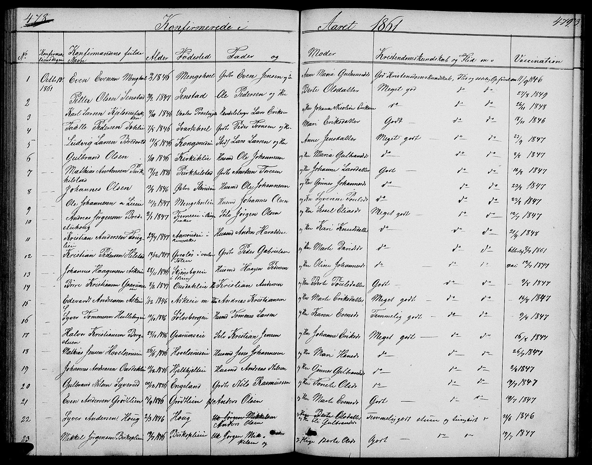 Nes prestekontor, Hedmark, SAH/PREST-020/L/La/L0005: Parish register (copy) no. 5, 1852-1889, p. 478-479