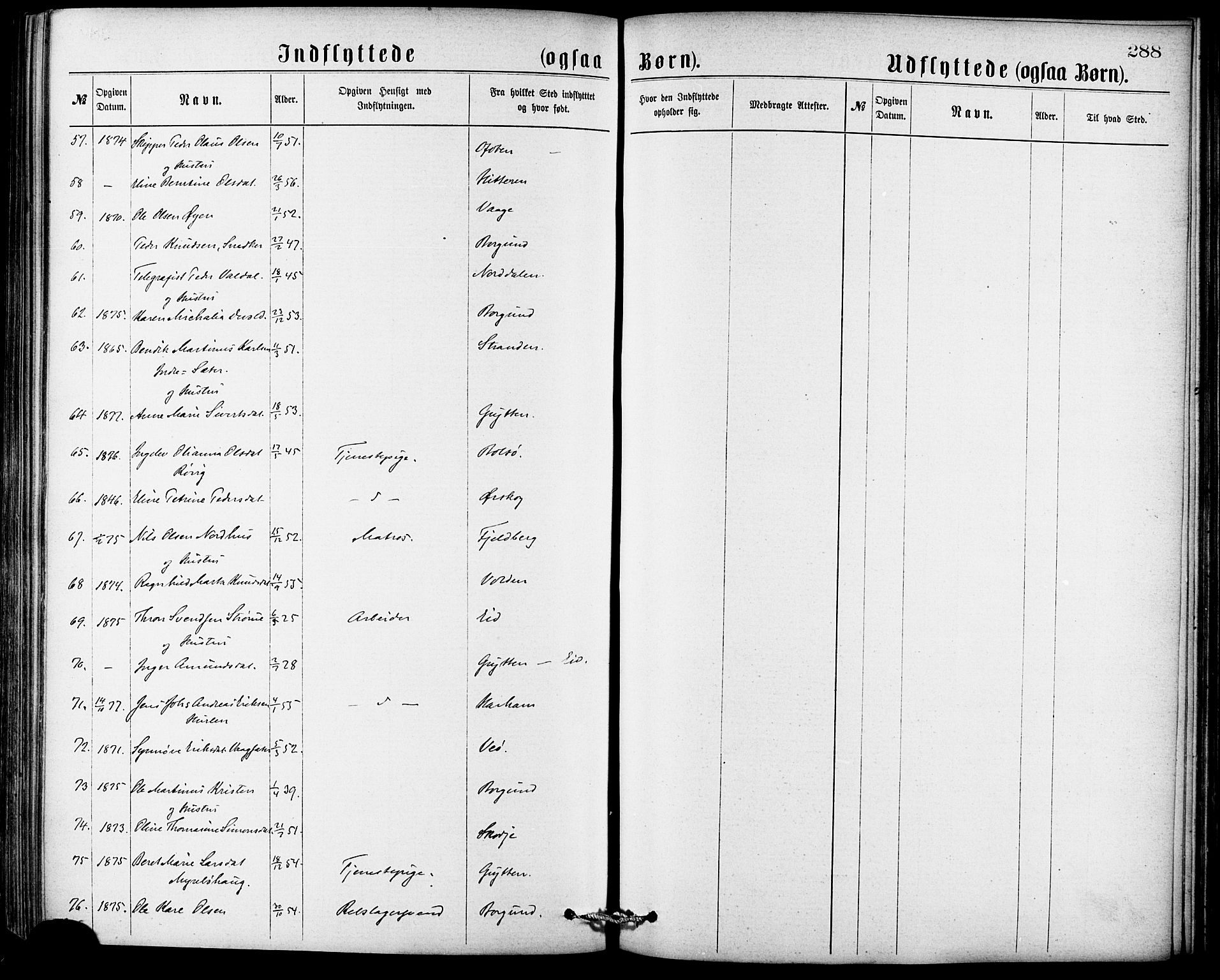 Ministerialprotokoller, klokkerbøker og fødselsregistre - Møre og Romsdal, AV/SAT-A-1454/529/L0453: Parish register (official) no. 529A03, 1872-1877, p. 288