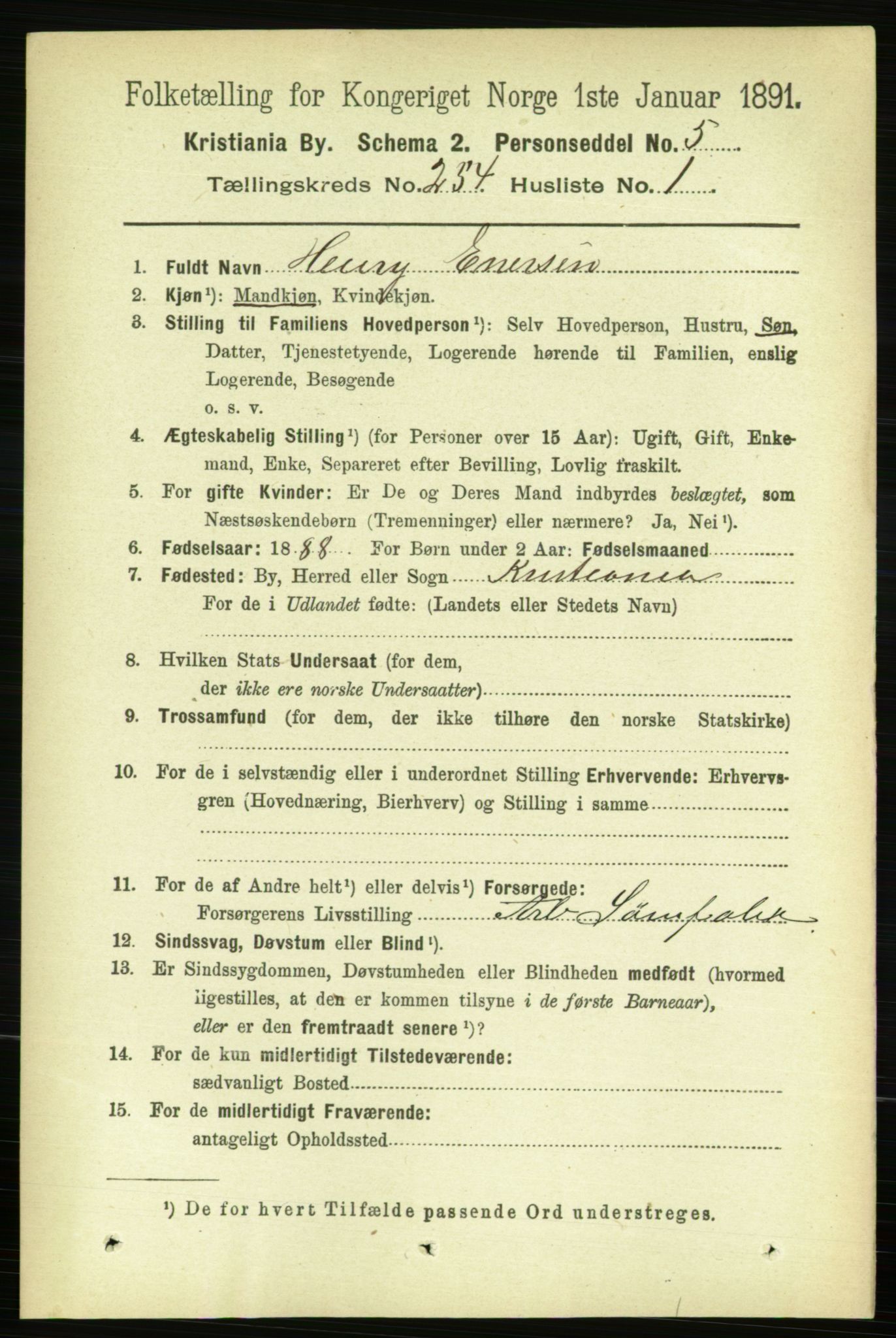 RA, 1891 census for 0301 Kristiania, 1891, p. 154513