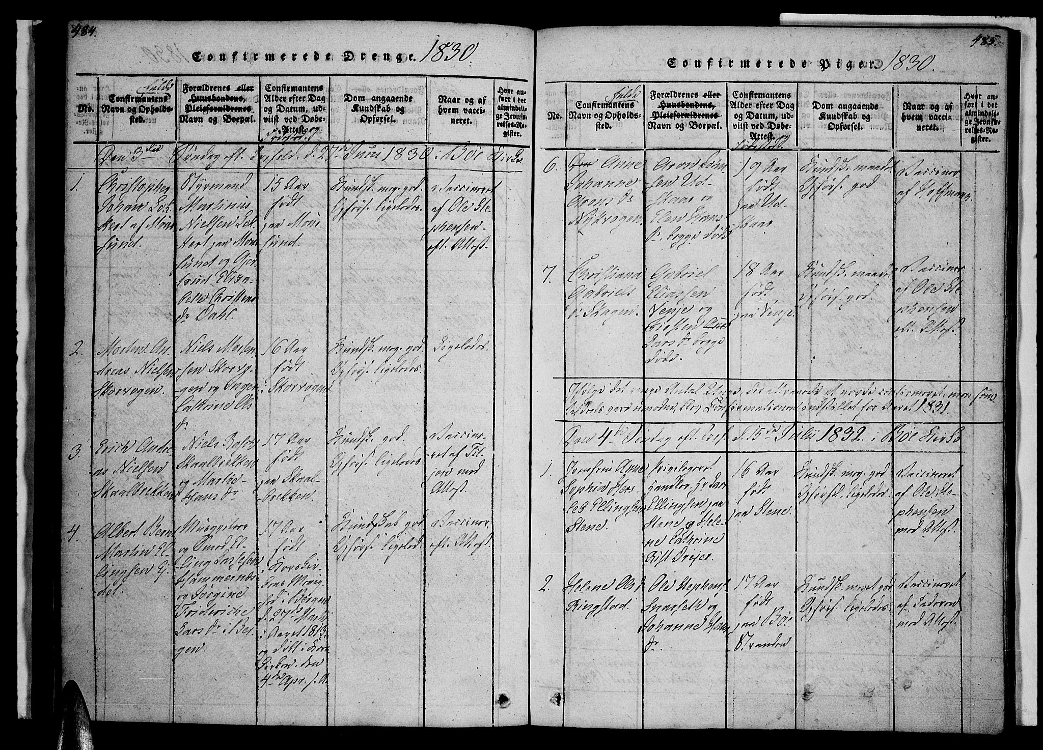 Ministerialprotokoller, klokkerbøker og fødselsregistre - Nordland, AV/SAT-A-1459/891/L1298: Parish register (official) no. 891A03, 1820-1840, p. 484-485