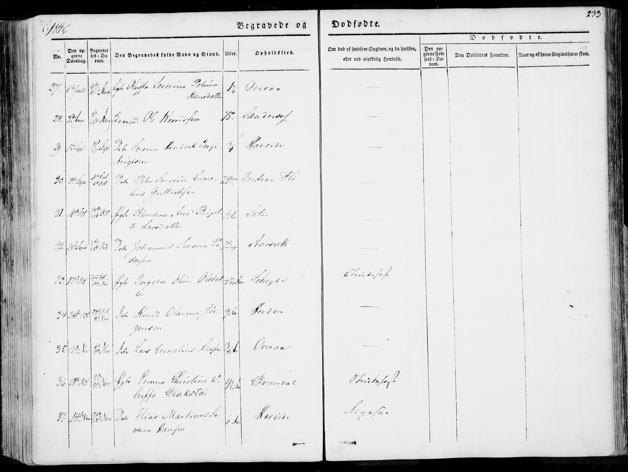 Ministerialprotokoller, klokkerbøker og fødselsregistre - Møre og Romsdal, AV/SAT-A-1454/509/L0104: Parish register (official) no. 509A02, 1833-1847, p. 233