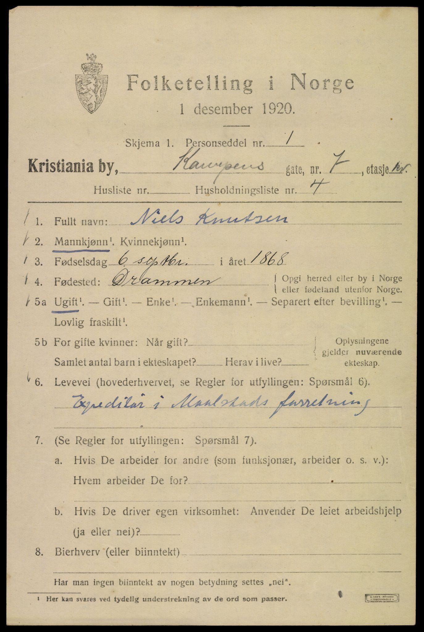 SAO, 1920 census for Kristiania, 1920, p. 326715