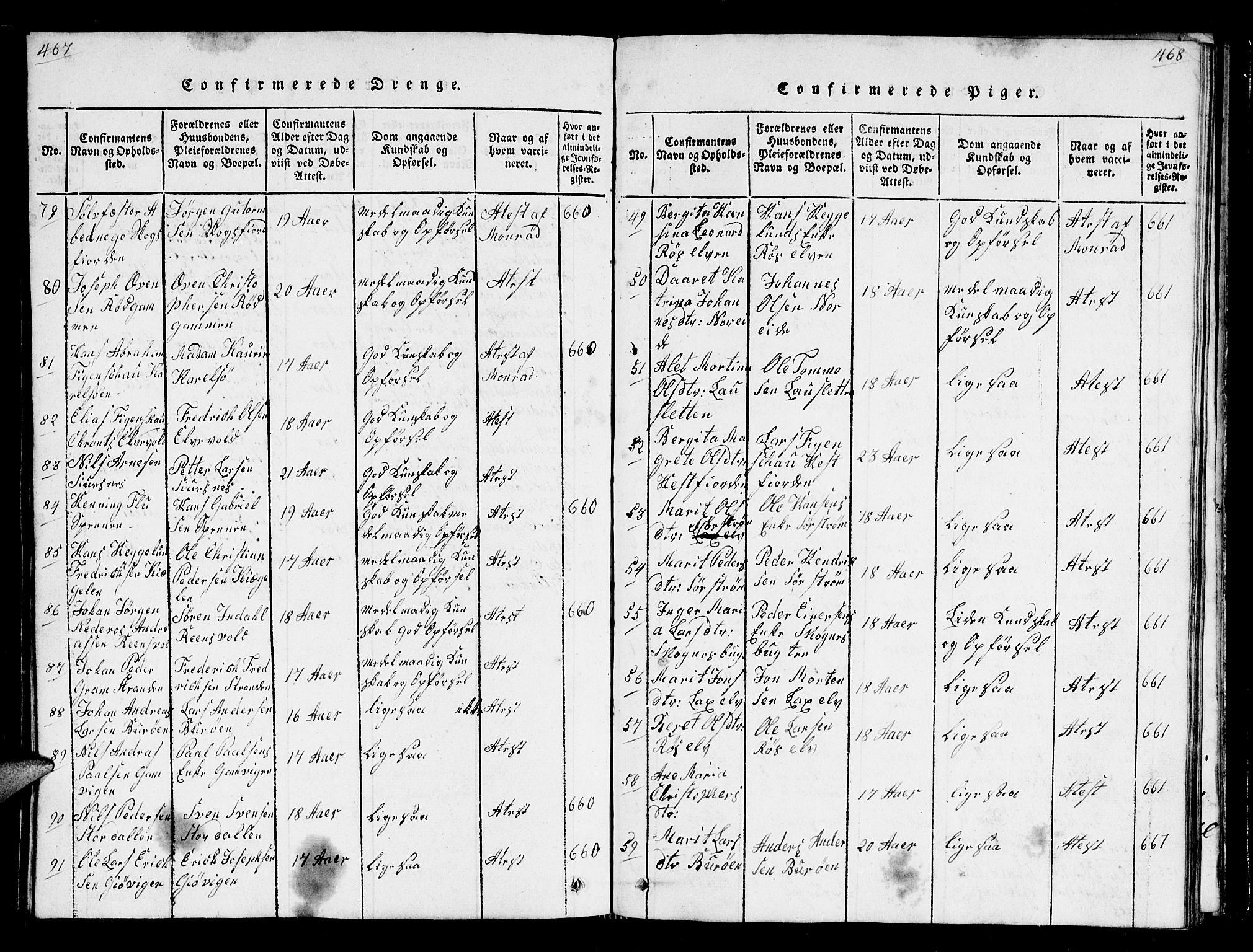 Karlsøy sokneprestembete, AV/SATØ-S-1299/H/Ha/Hab/L0001klokker: Parish register (copy) no. 1, 1821-1840, p. 467-468