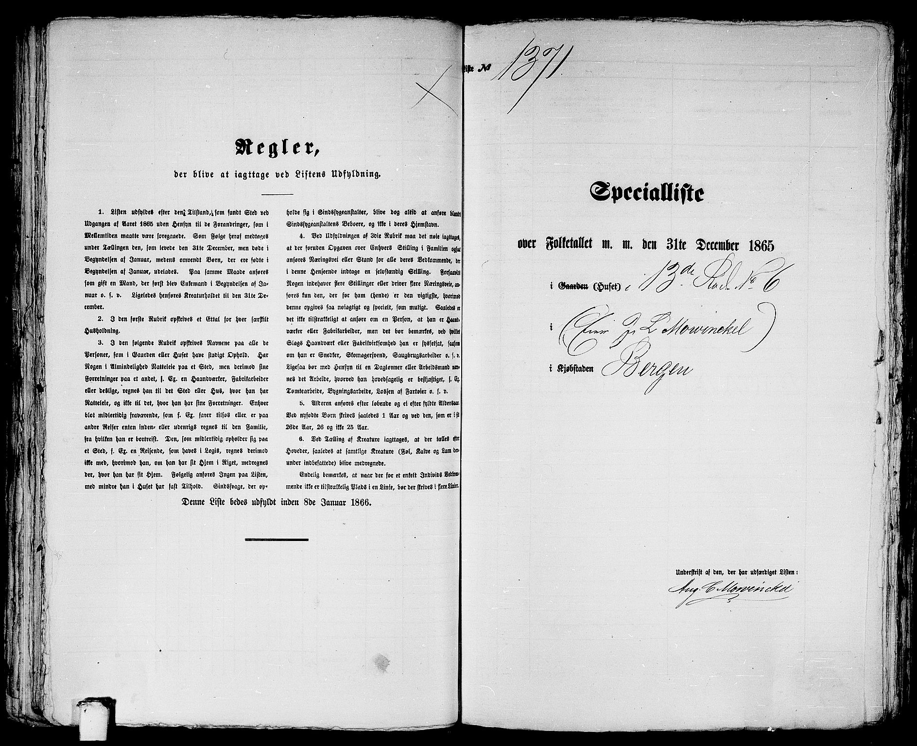 RA, 1865 census for Bergen, 1865, p. 2808
