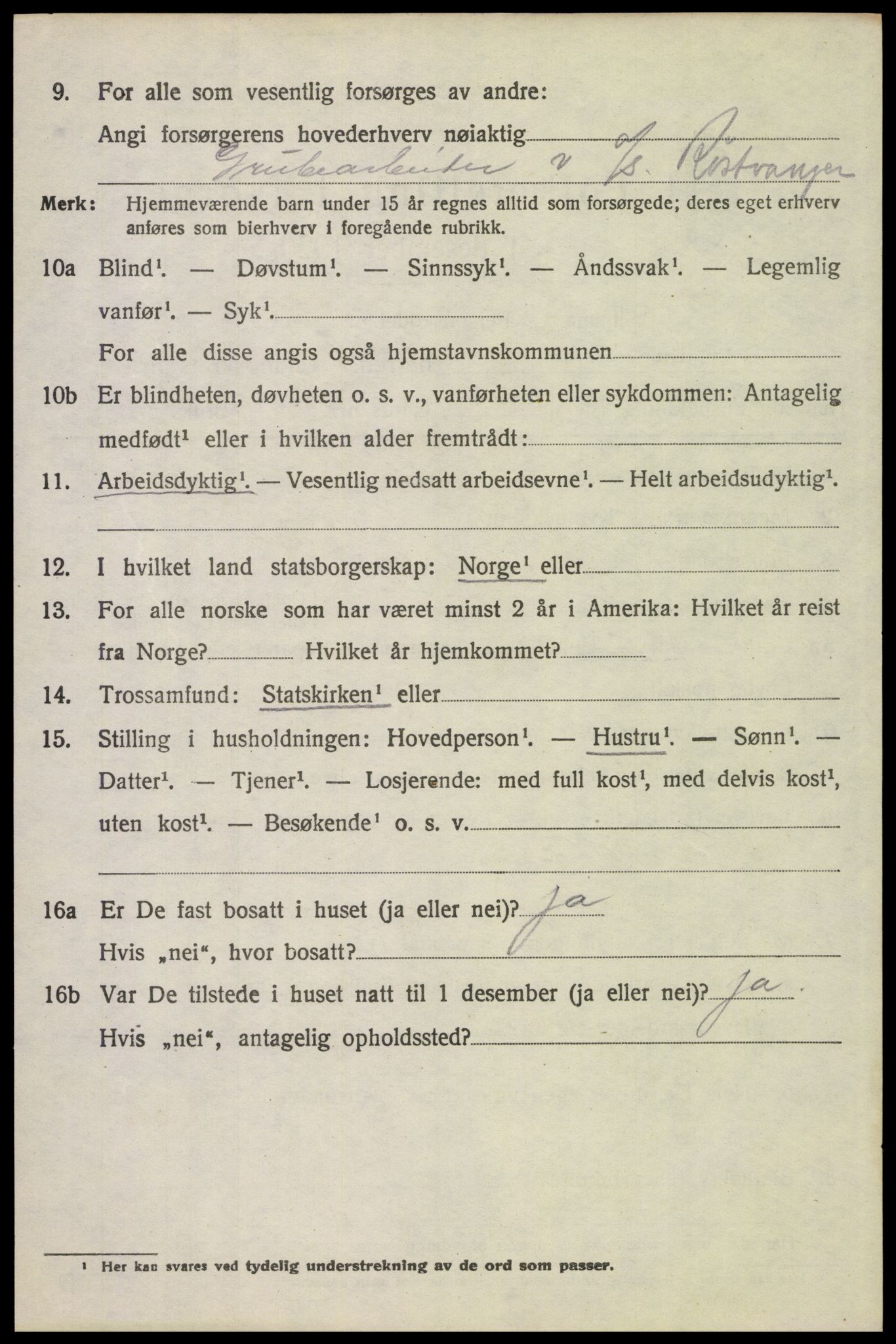 SAH, 1920 census for Tynset, 1920, p. 10037