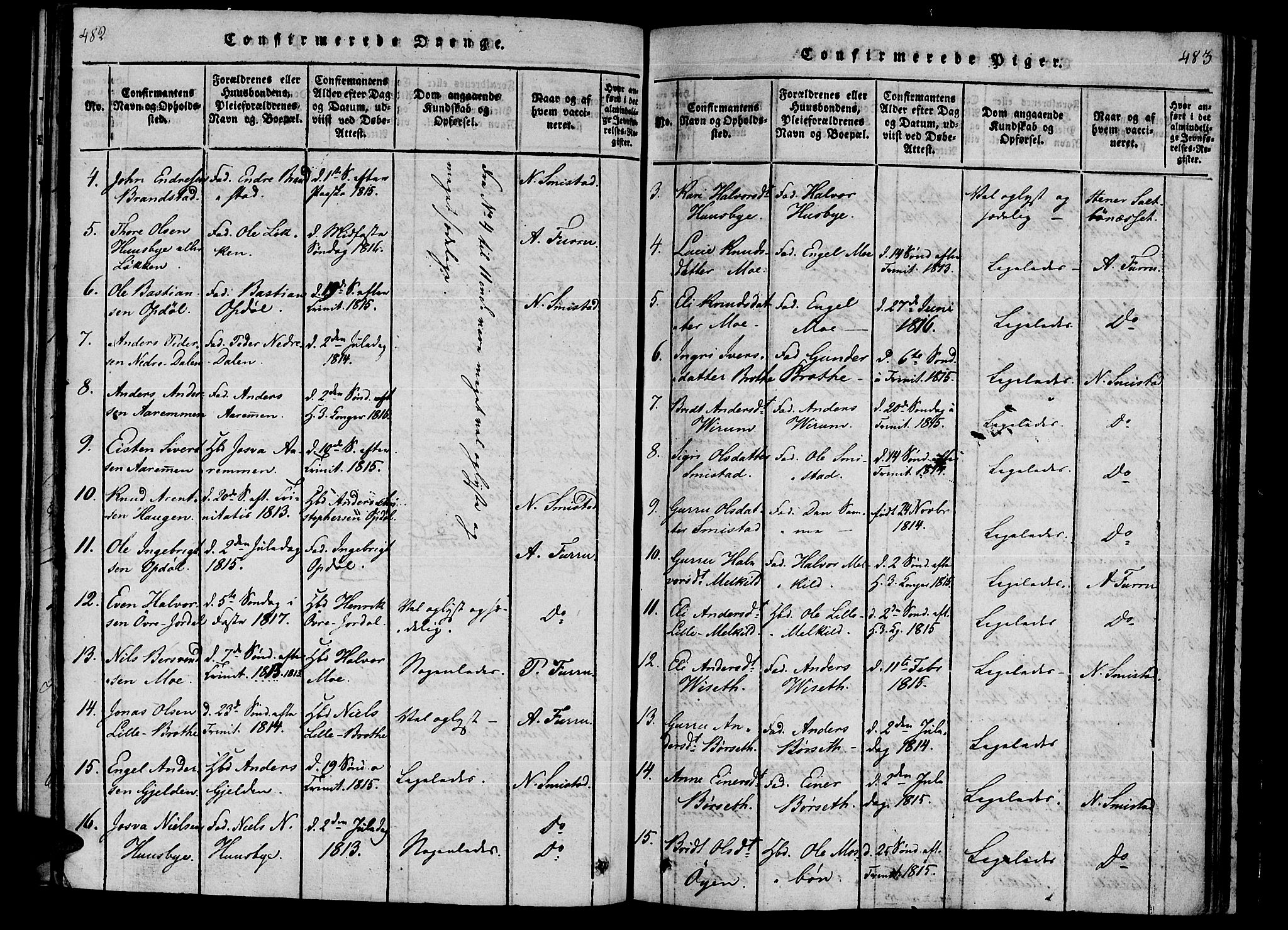 Ministerialprotokoller, klokkerbøker og fødselsregistre - Møre og Romsdal, AV/SAT-A-1454/590/L1009: Parish register (official) no. 590A03 /1, 1819-1832, p. 482-483