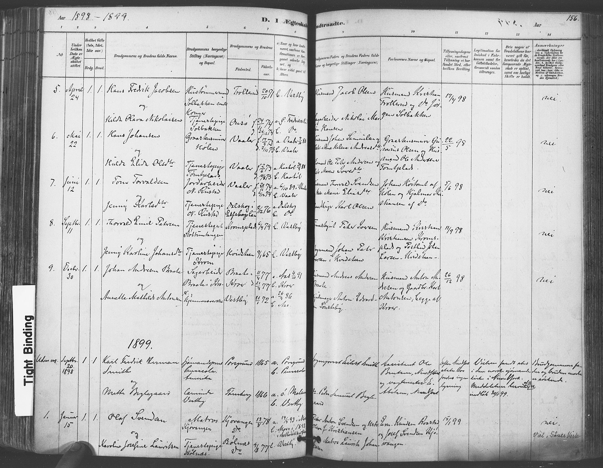 Vestby prestekontor Kirkebøker, AV/SAO-A-10893/F/Fa/L0009: Parish register (official) no. I 9, 1878-1900, p. 156