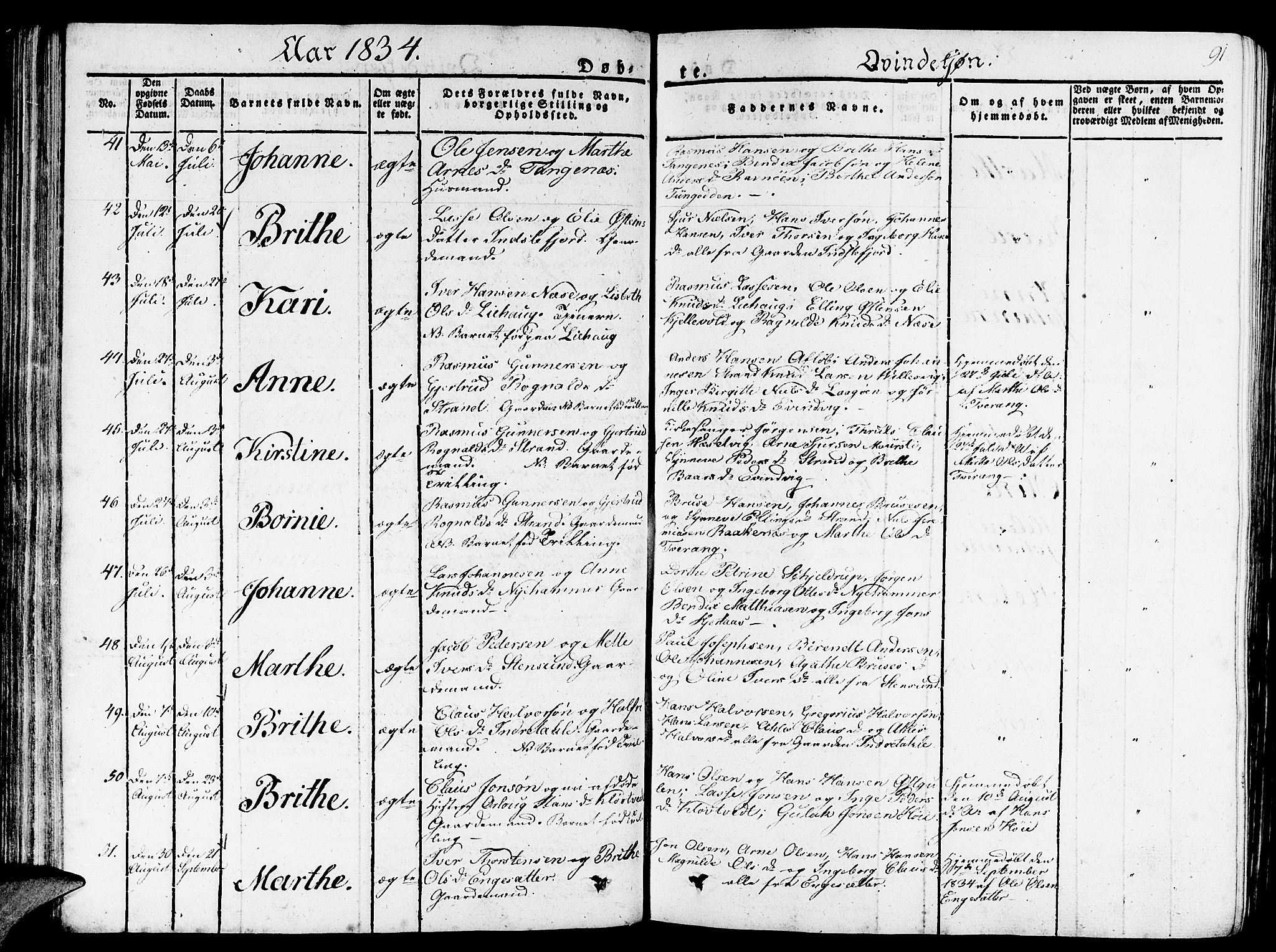 Gulen sokneprestembete, AV/SAB-A-80201/H/Haa/Haaa/L0019: Parish register (official) no. A 19, 1826-1836, p. 91