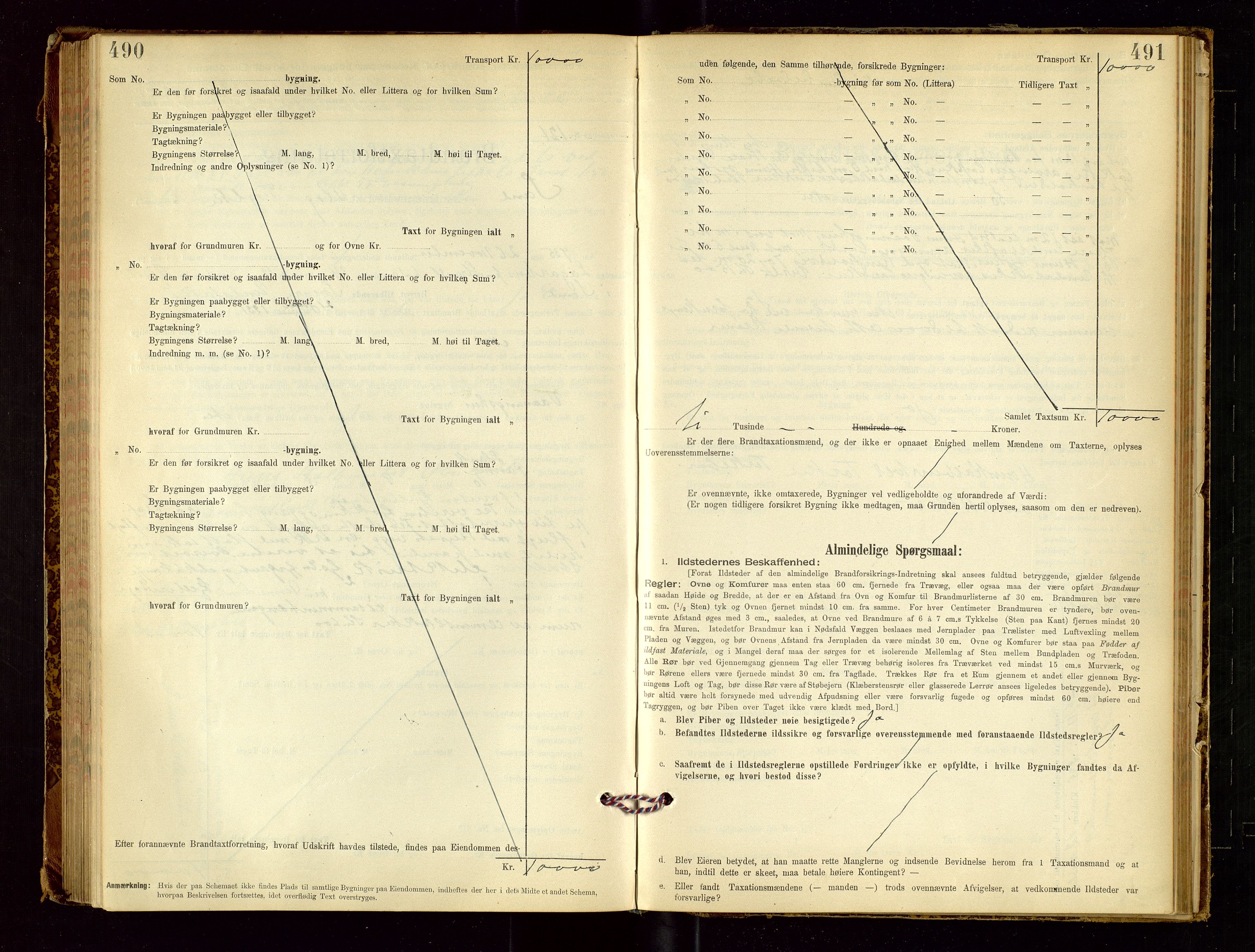 Sand lensmannskontor, SAST/A-100415/Goc/L0001: "Brandtaxationsprotokol", 1895-1935, p. 490-491