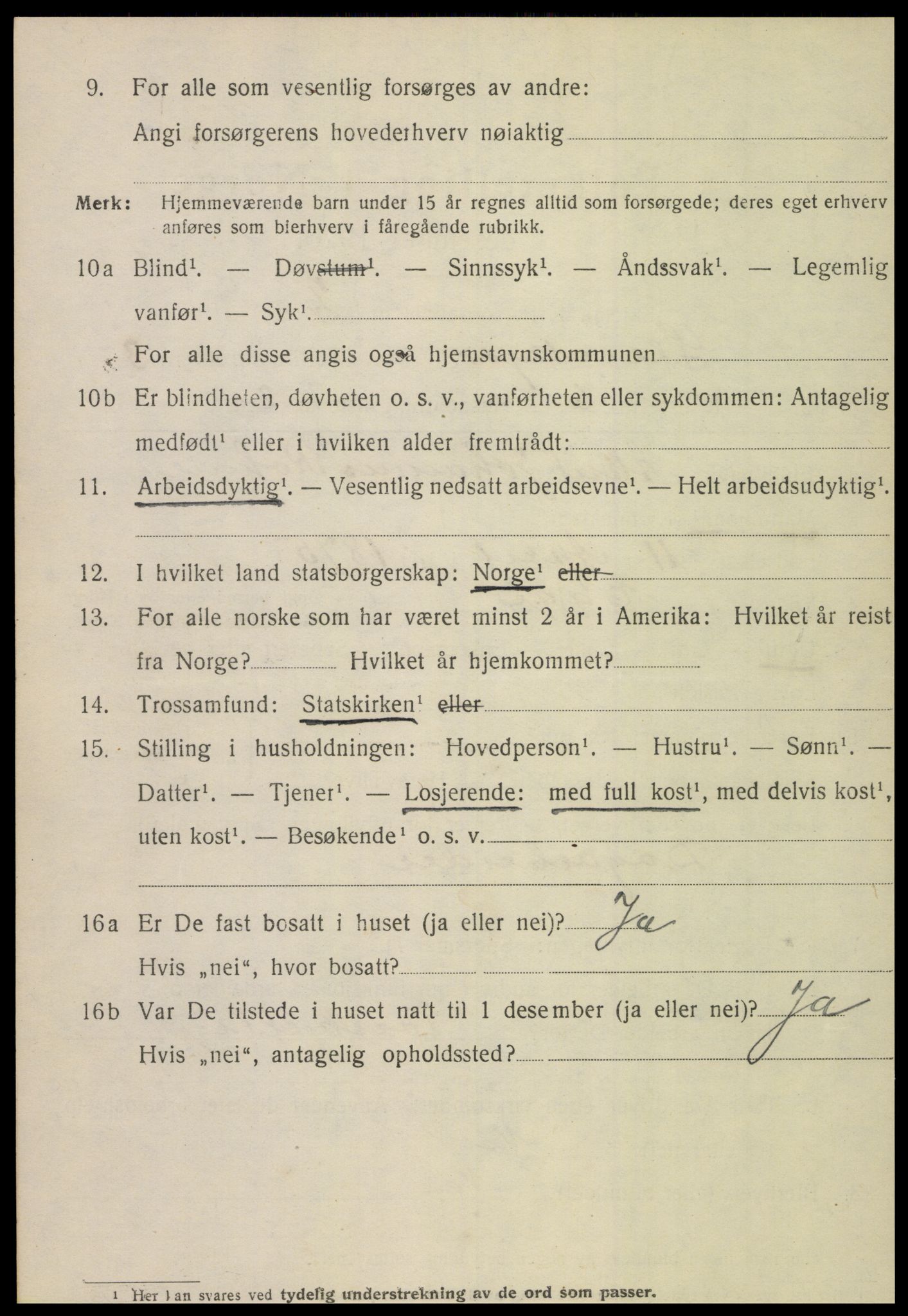 SAT, 1920 census for Steinkjer, 1920, p. 5879