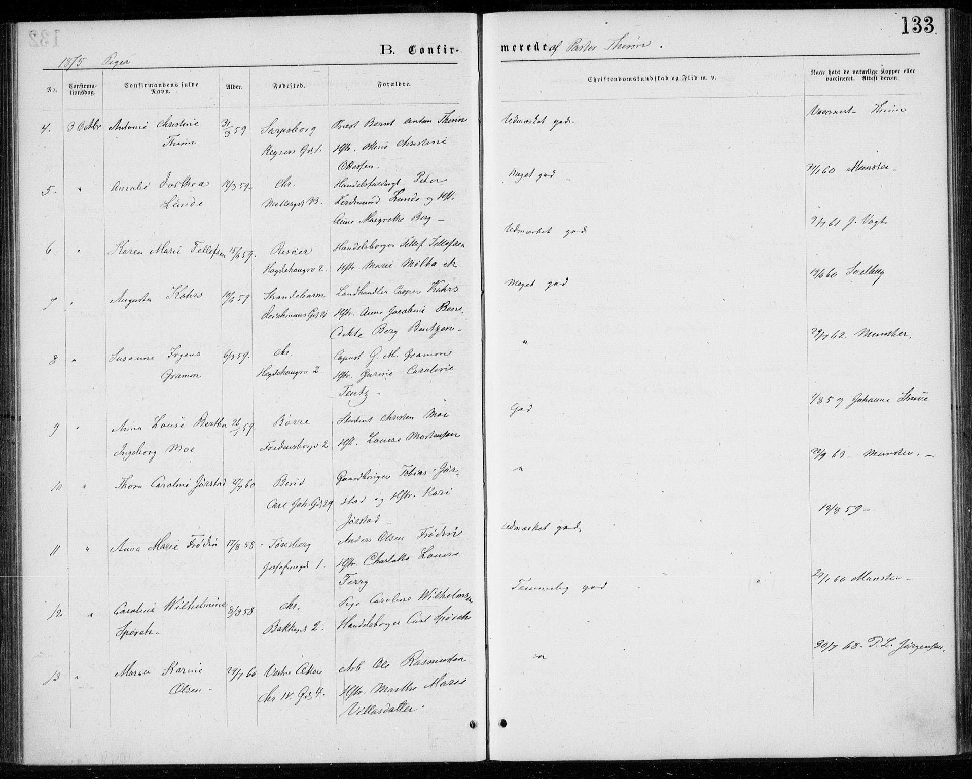 Trefoldighet prestekontor Kirkebøker, SAO/A-10882/F/Fb/L0002: Parish register (official) no. II 2, 1871-1880, p. 133