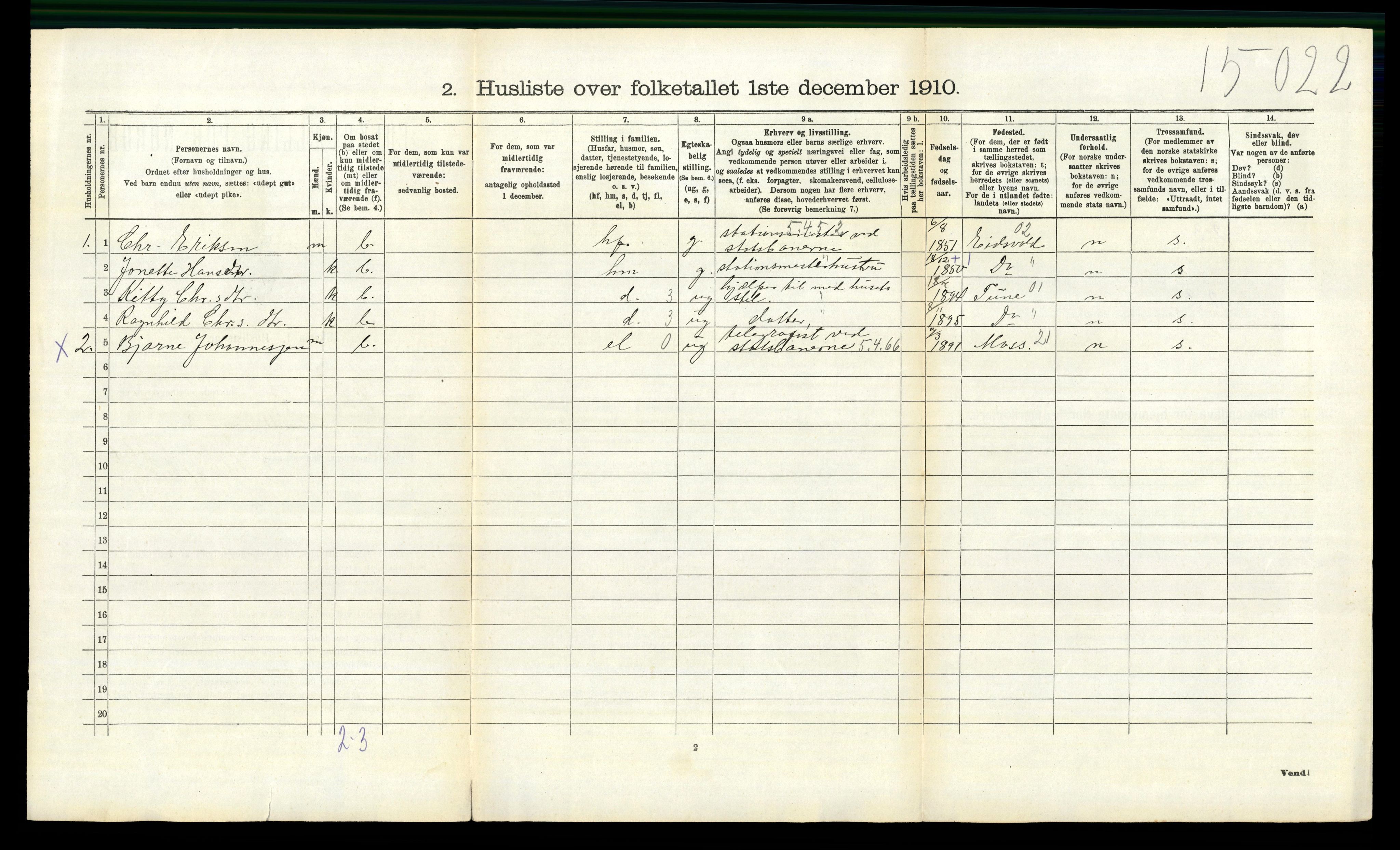 RA, 1910 census for Spydeberg, 1910, p. 316