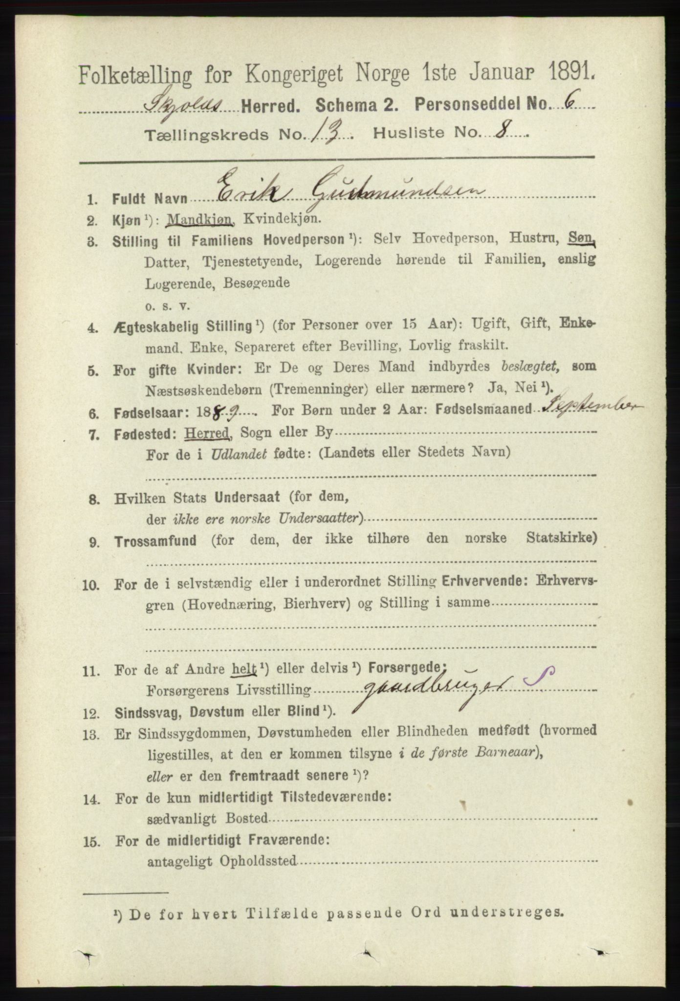 RA, 1891 census for 1154 Skjold, 1891, p. 2434