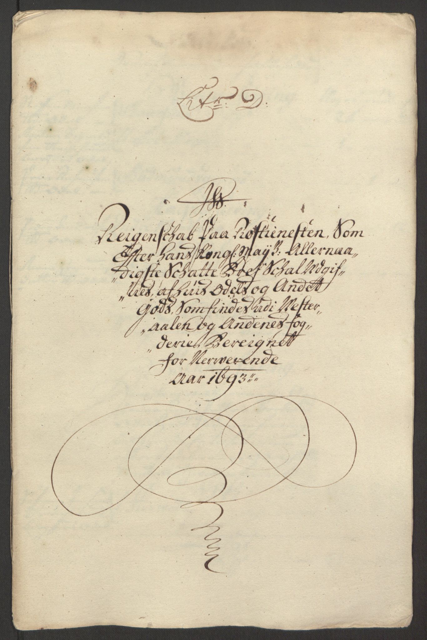 Rentekammeret inntil 1814, Reviderte regnskaper, Fogderegnskap, RA/EA-4092/R67/L4676: Fogderegnskap Vesterålen, Andenes og Lofoten, 1691-1693, p. 274