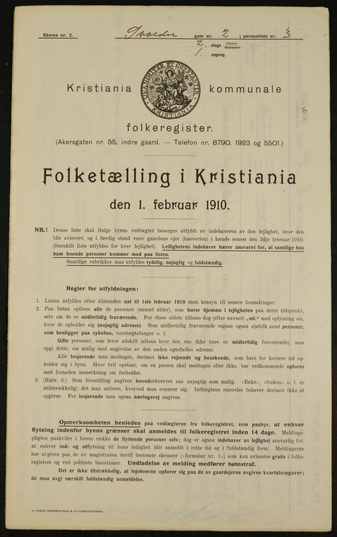 OBA, Municipal Census 1910 for Kristiania, 1910, p. 100707