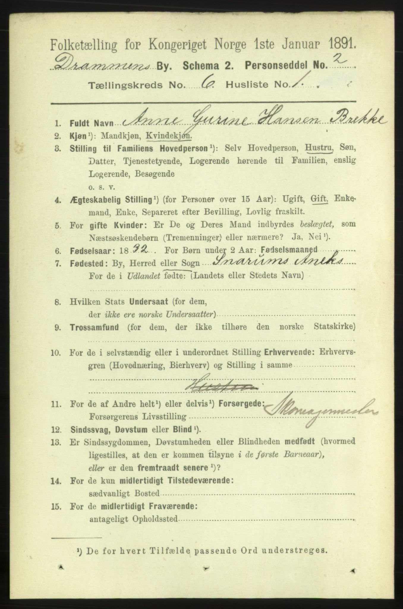 RA, 1891 census for 0602 Drammen, 1891, p. 6093