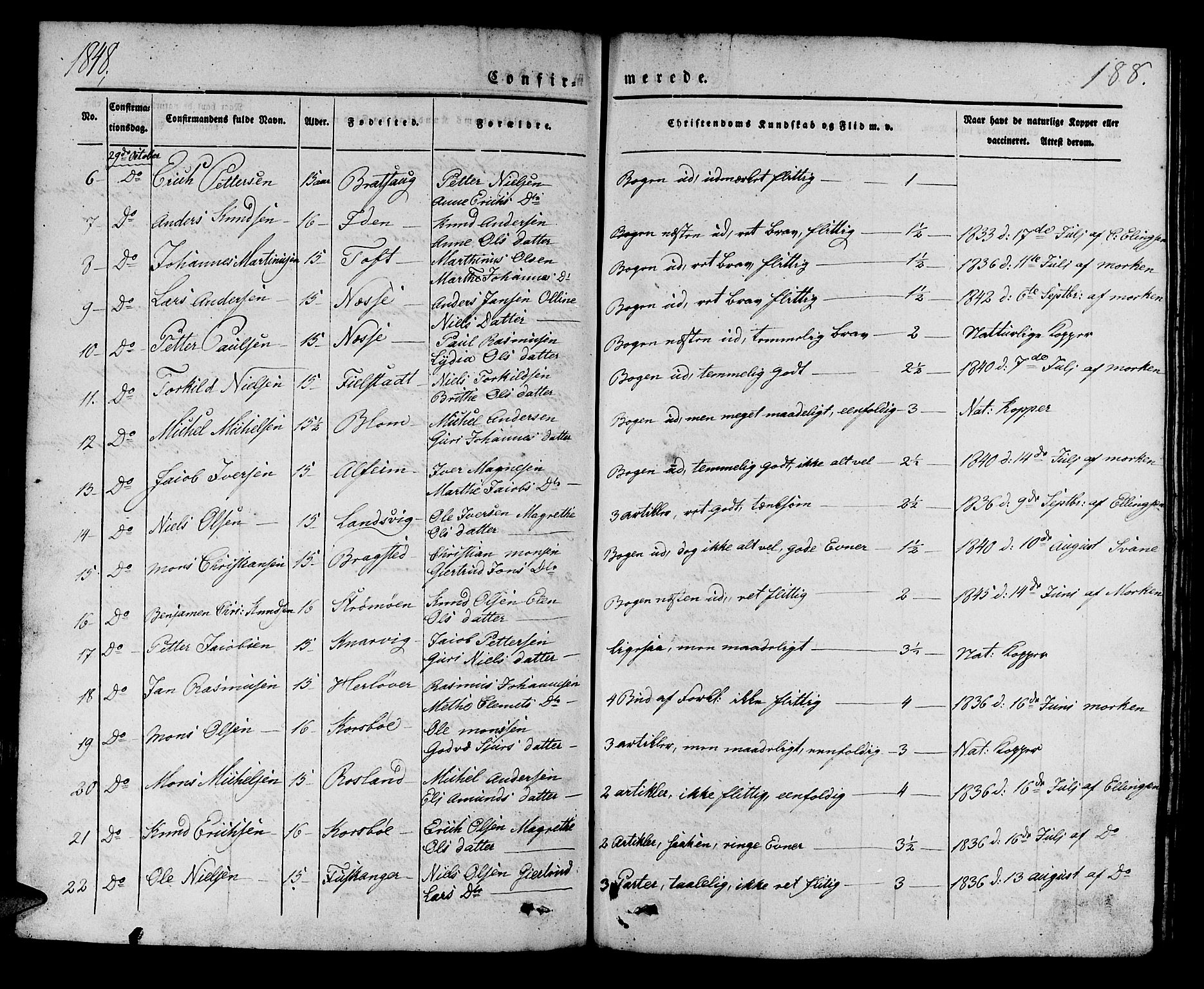 Manger sokneprestembete, AV/SAB-A-76801/H/Haa: Parish register (official) no. A 5, 1839-1848, p. 188