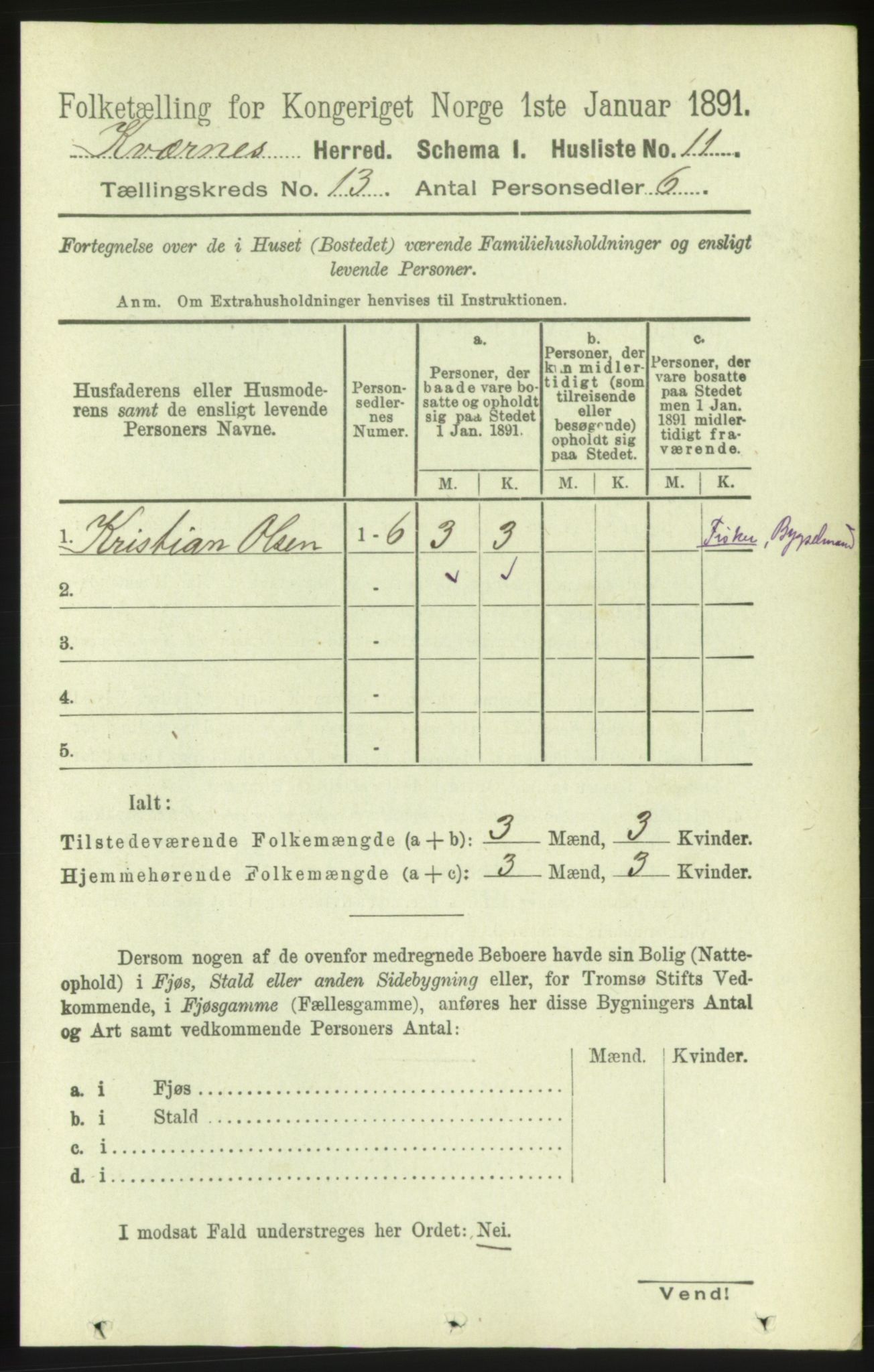 RA, 1891 census for 1553 Kvernes, 1891, p. 5395