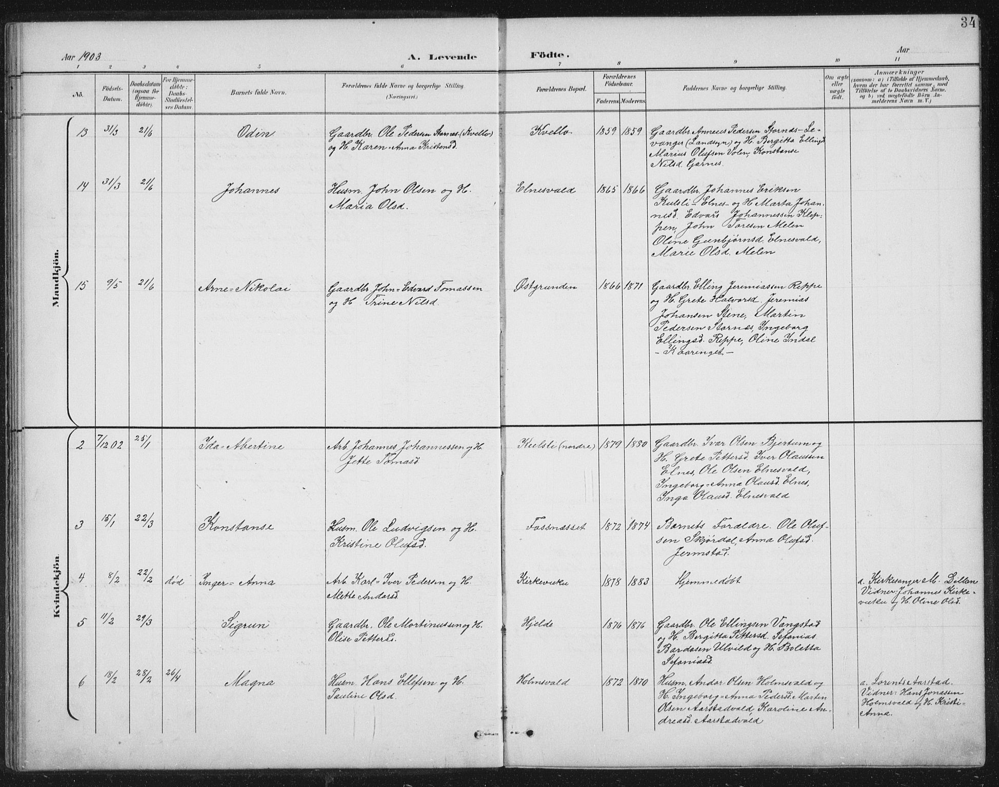 Ministerialprotokoller, klokkerbøker og fødselsregistre - Nord-Trøndelag, AV/SAT-A-1458/724/L0269: Parish register (copy) no. 724C05, 1899-1920, p. 34