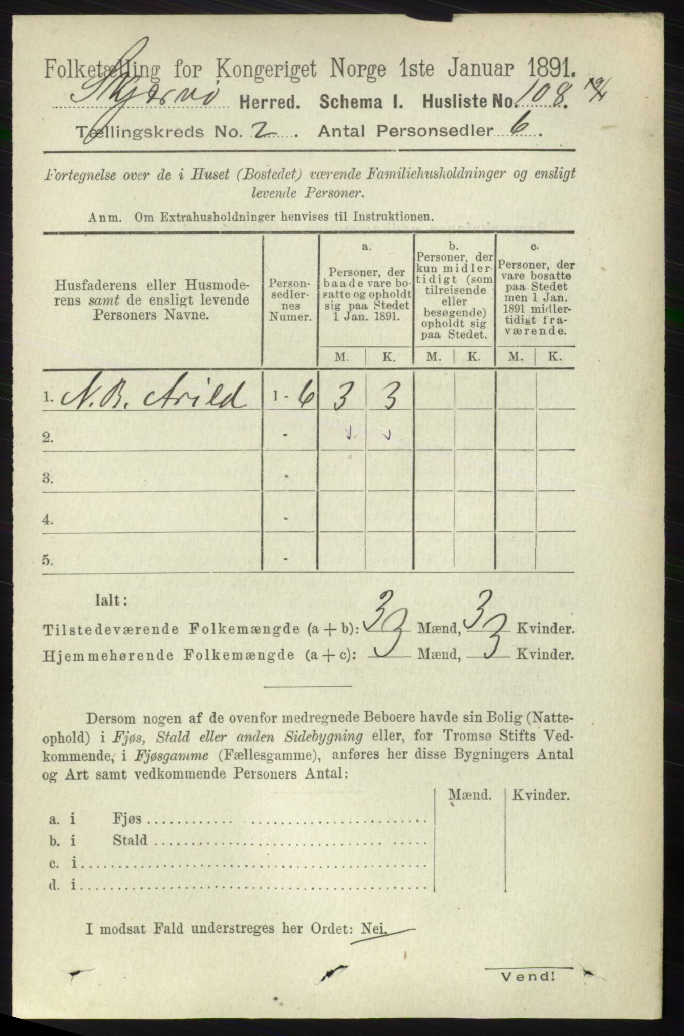 RA, 1891 census for 1941 Skjervøy, 1891, p. 1025