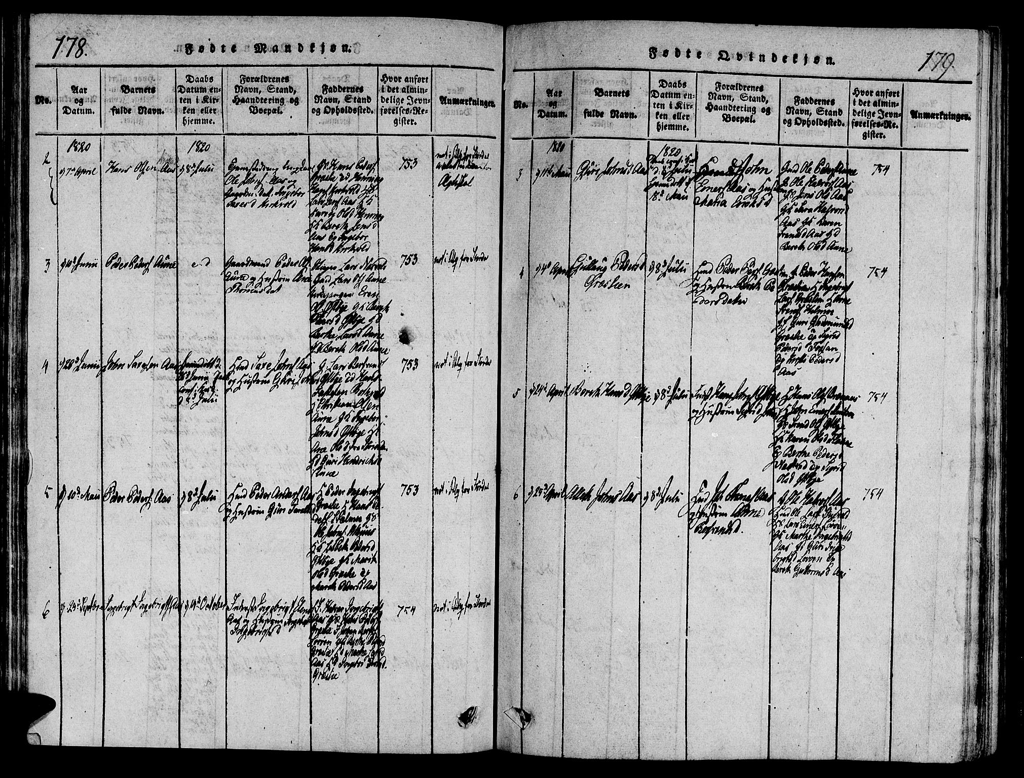 Ministerialprotokoller, klokkerbøker og fødselsregistre - Sør-Trøndelag, SAT/A-1456/695/L1142: Parish register (official) no. 695A04 /2, 1816-1824, p. 178-179