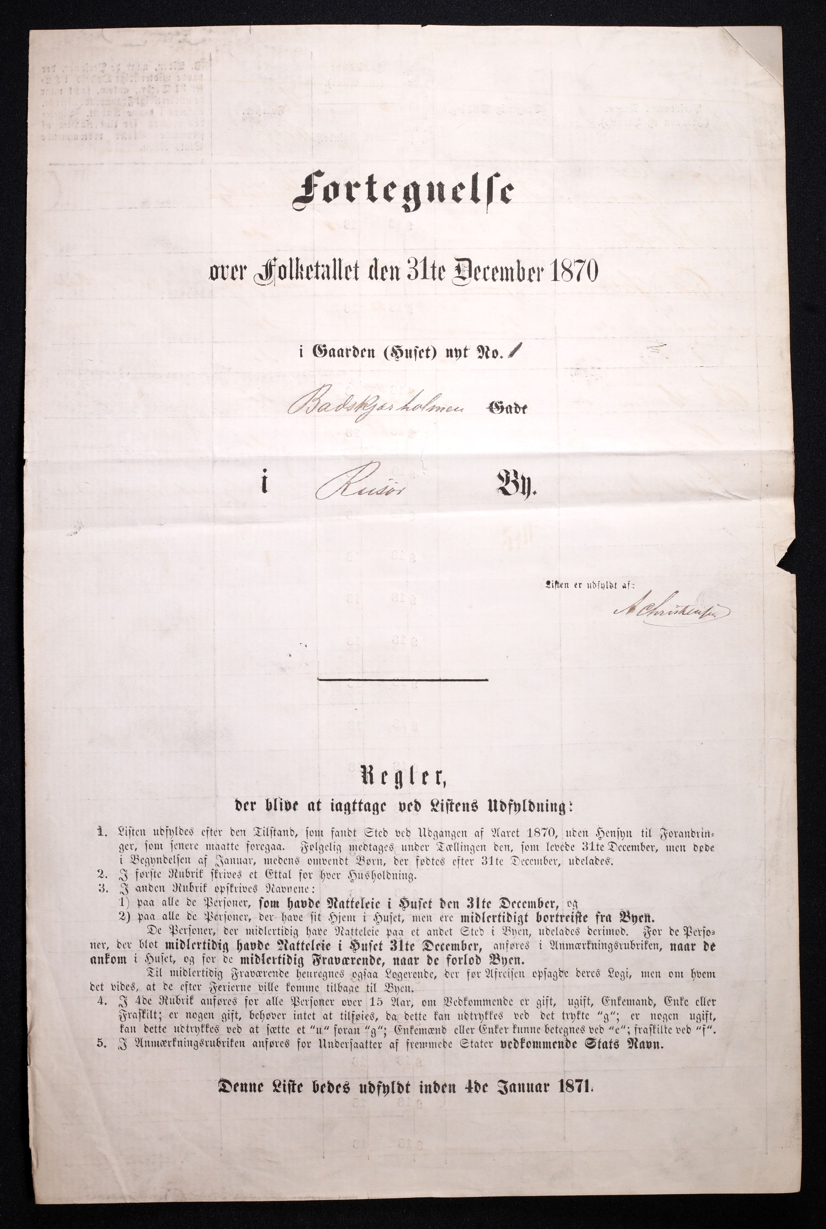 RA, 1870 census for 0901 Risør, 1870, p. 3