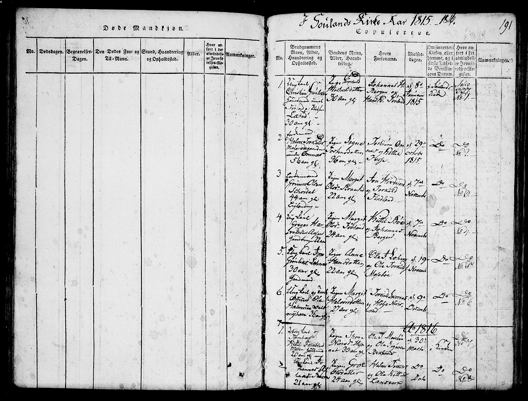 Hjartdal kirkebøker, SAKO/A-270/F/Fb/L0001: Parish register (official) no. II 1, 1815-1843, p. 191