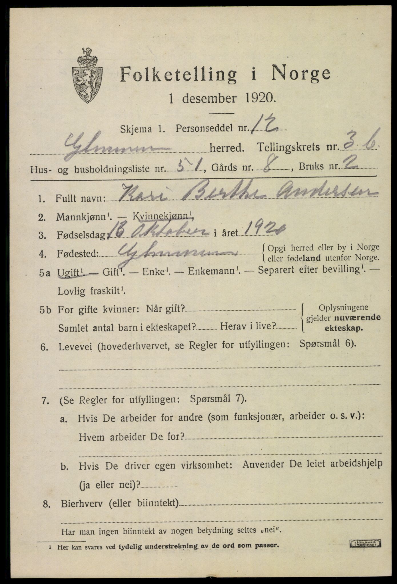 SAO, 1920 census for Glemmen, 1920, p. 9997