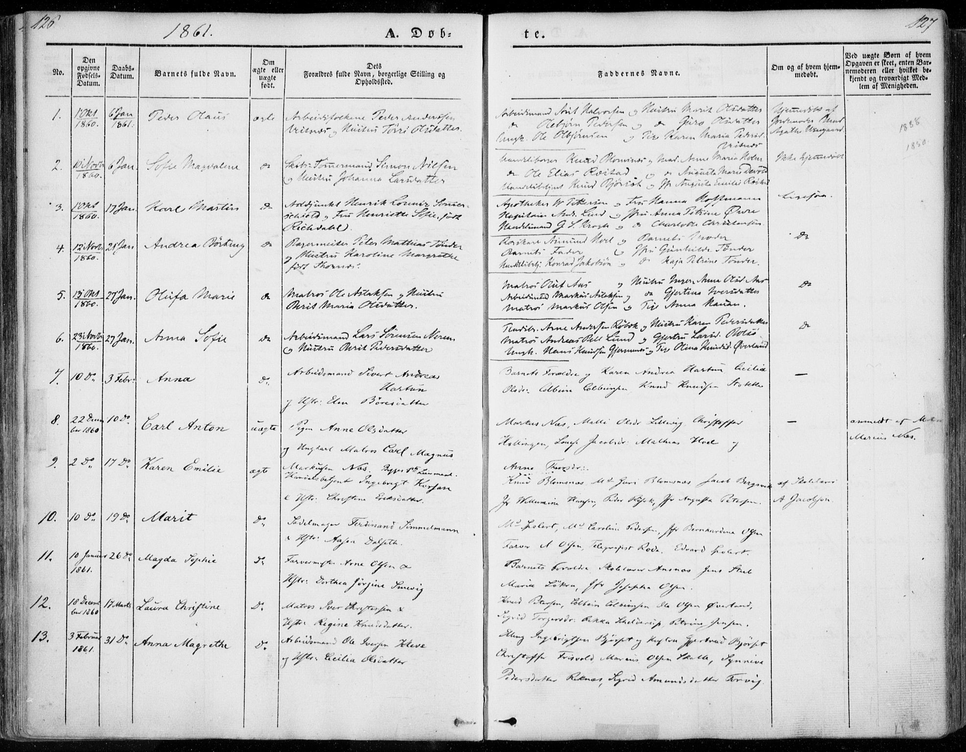 Ministerialprotokoller, klokkerbøker og fødselsregistre - Møre og Romsdal, AV/SAT-A-1454/558/L0689: Parish register (official) no. 558A03, 1843-1872, p. 126-127