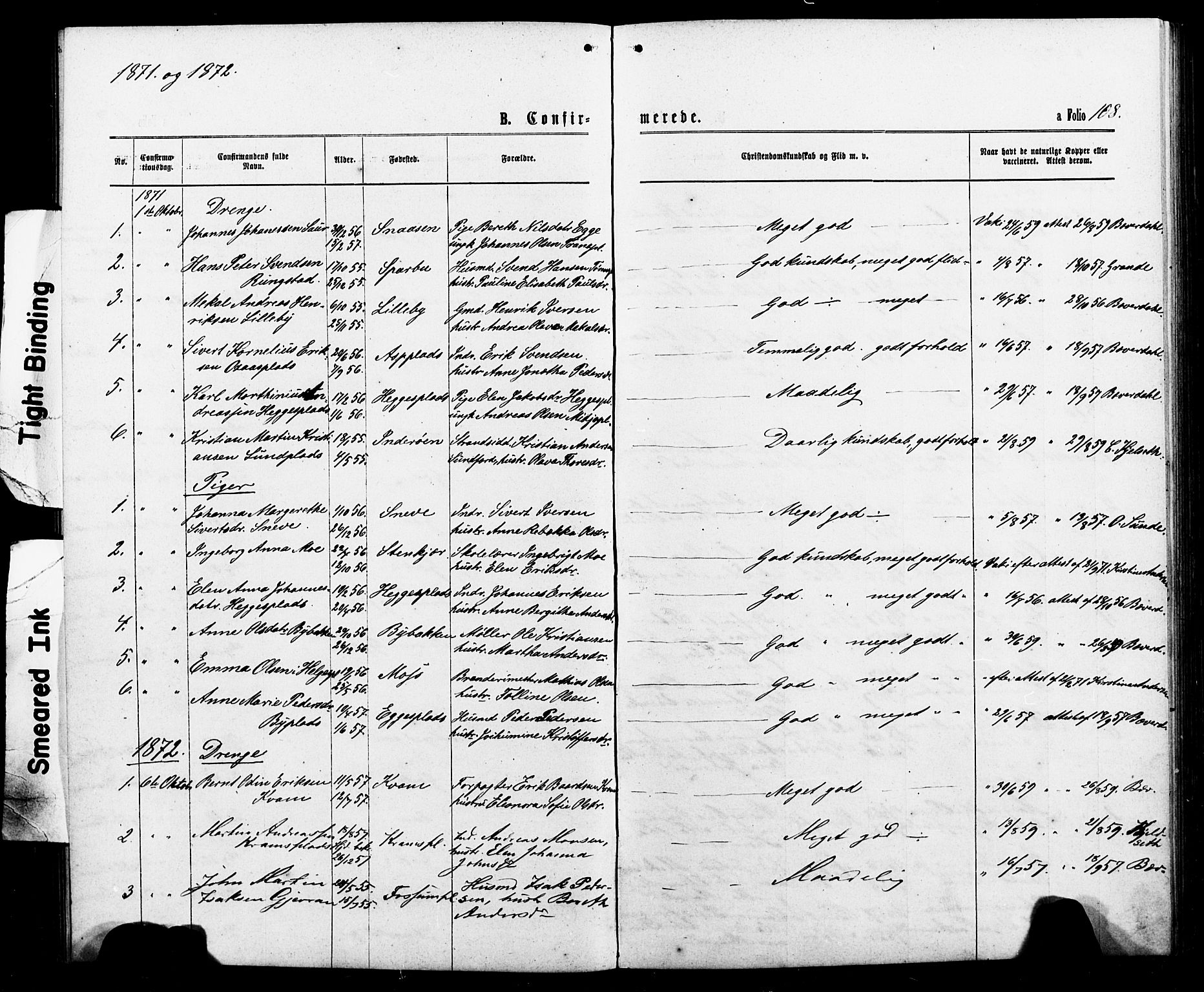 Ministerialprotokoller, klokkerbøker og fødselsregistre - Nord-Trøndelag, SAT/A-1458/740/L0380: Parish register (copy) no. 740C01, 1868-1902, p. 108