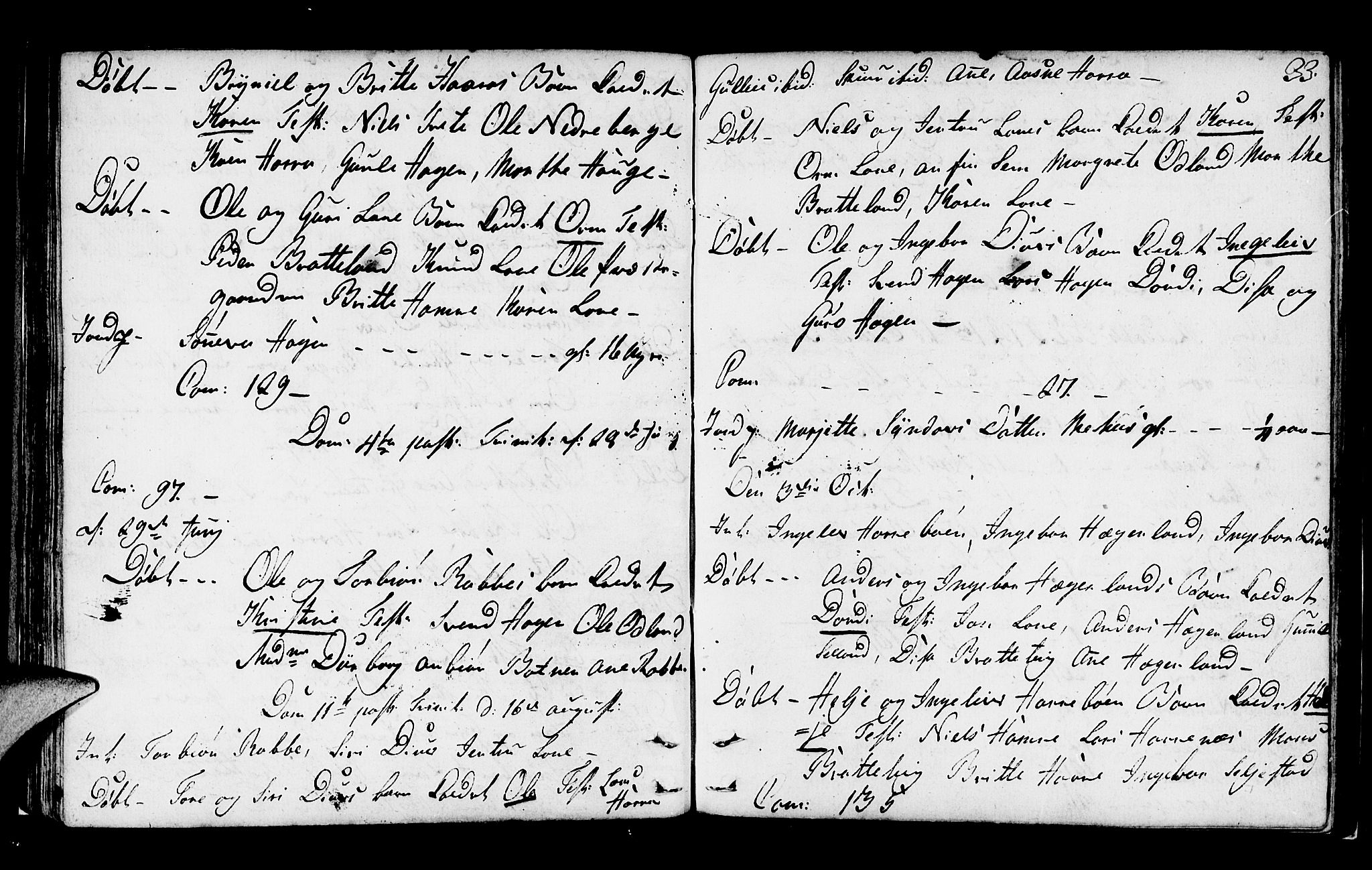Røldal sokneprestembete, SAB/A-100247: Parish register (official) no. A 1, 1780-1816, p. 33