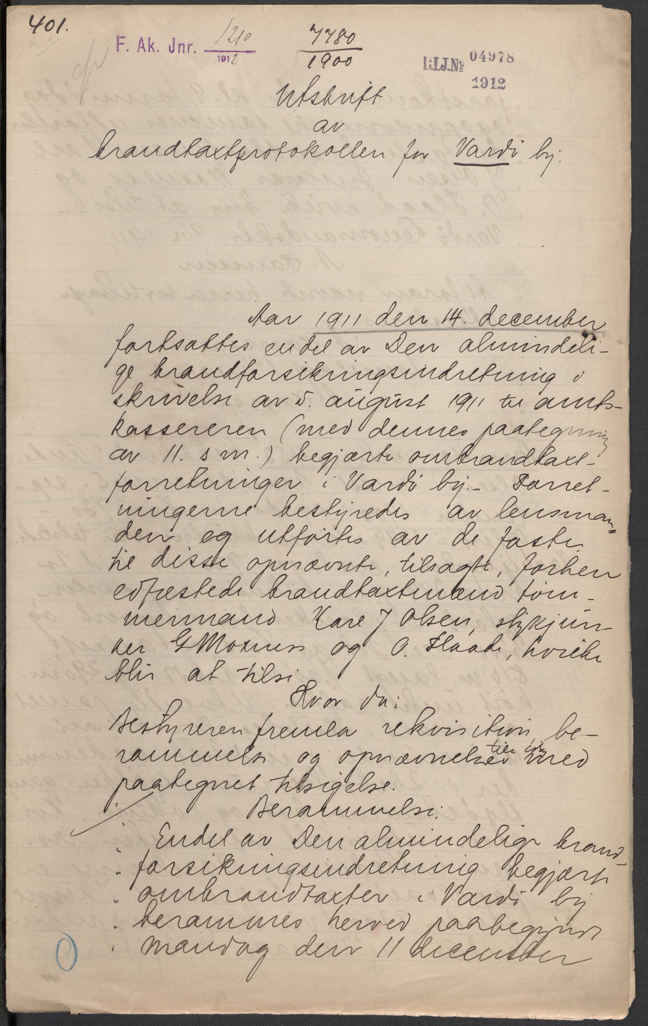 Norges Brannkasse, AV/RA-S-1549/E/Eu/L0019: Branntakster for Vardø by, 1889-1955, p. 16