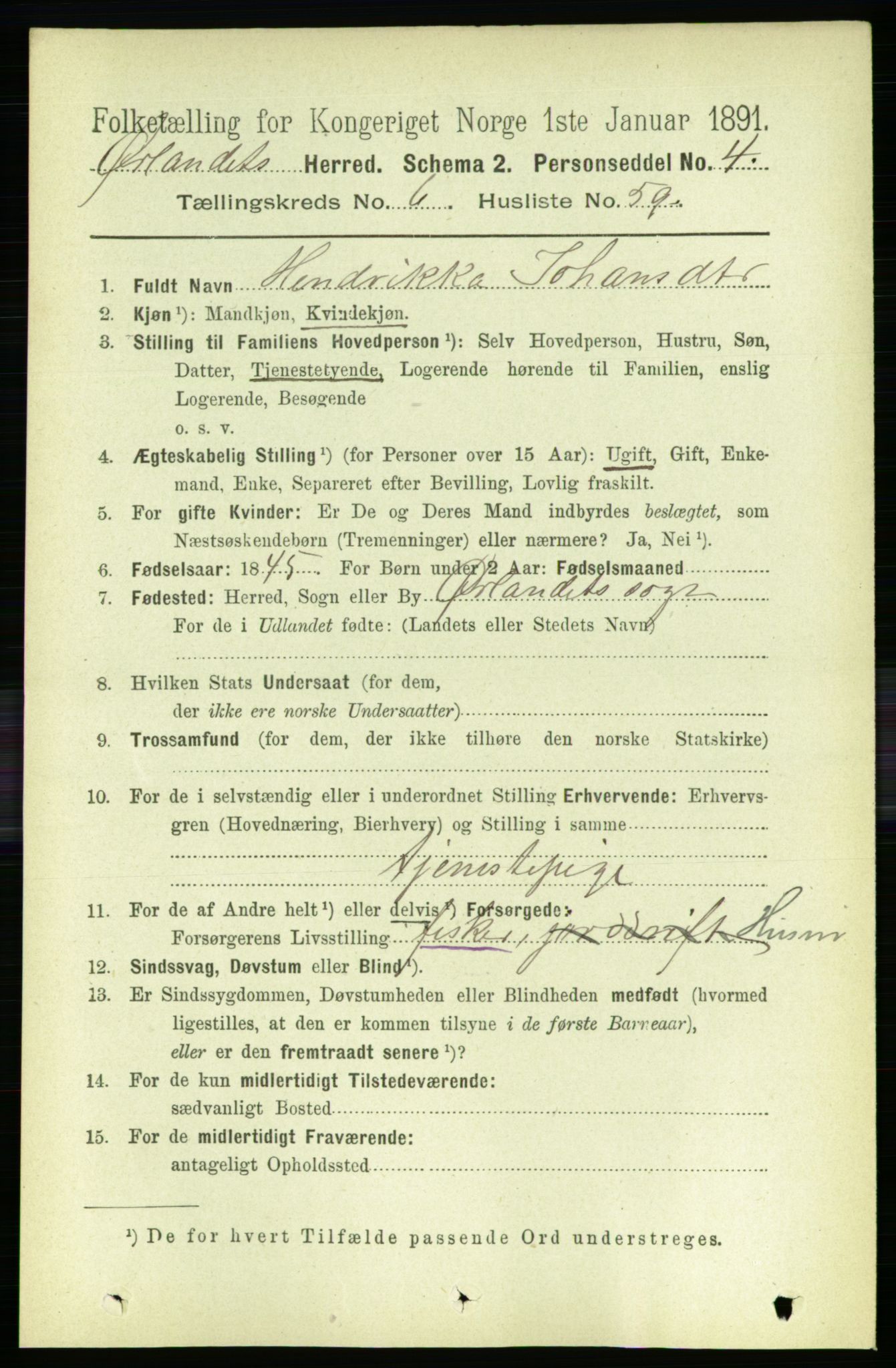 RA, 1891 census for 1621 Ørland, 1891, p. 2209